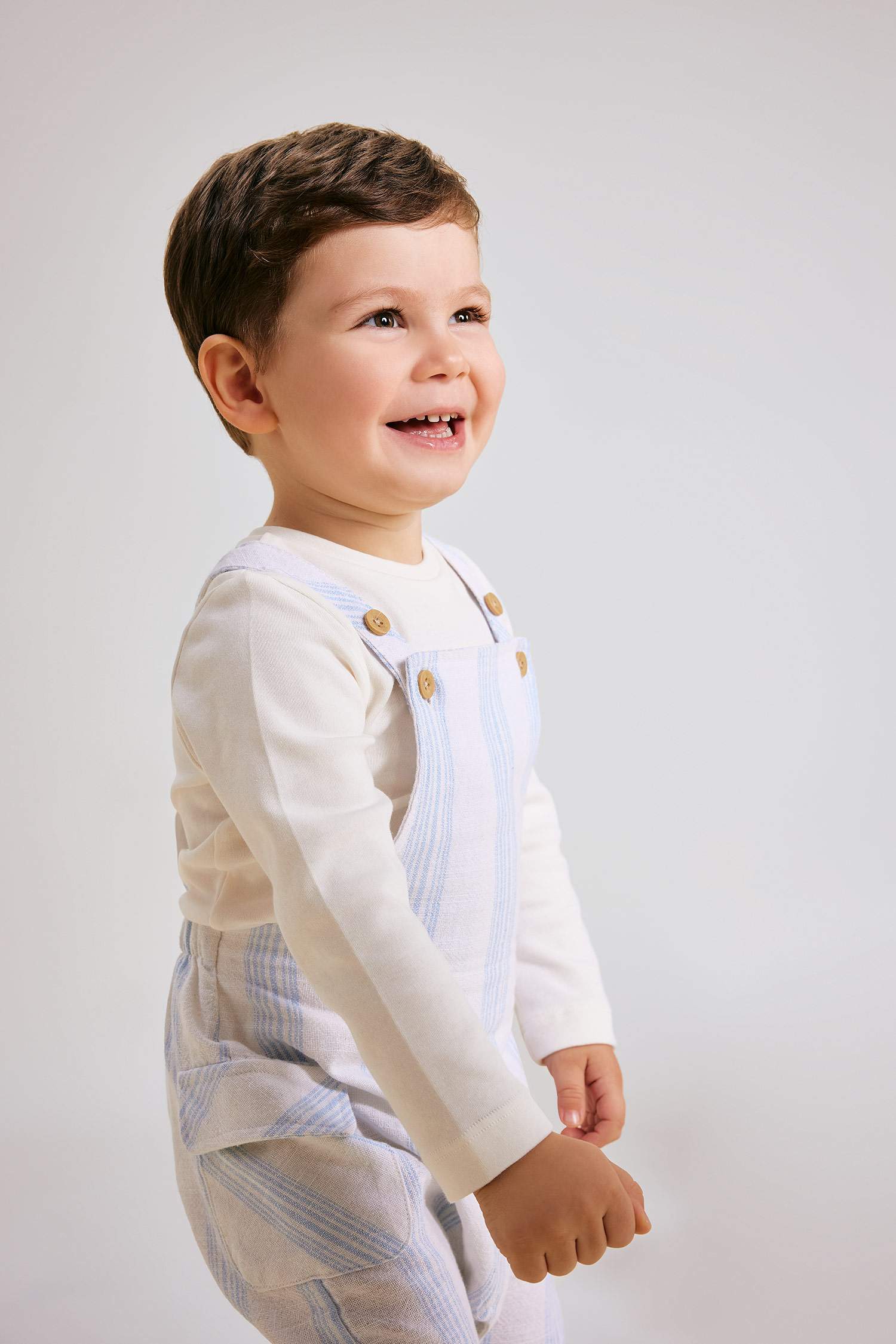 Ensemble Salopette rayée et T-Shirt à Manches Longues Pour Bébé Garçon