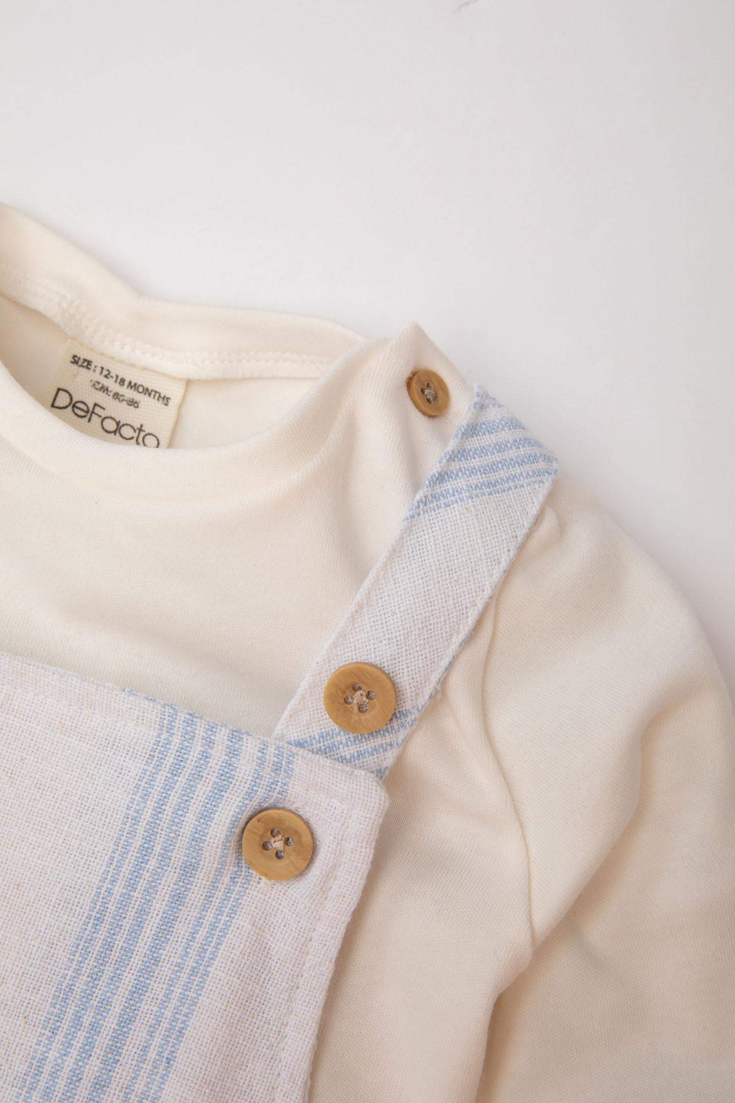 Ensemble Salopette rayée et T-Shirt à Manches Longues Pour Bébé Garçon