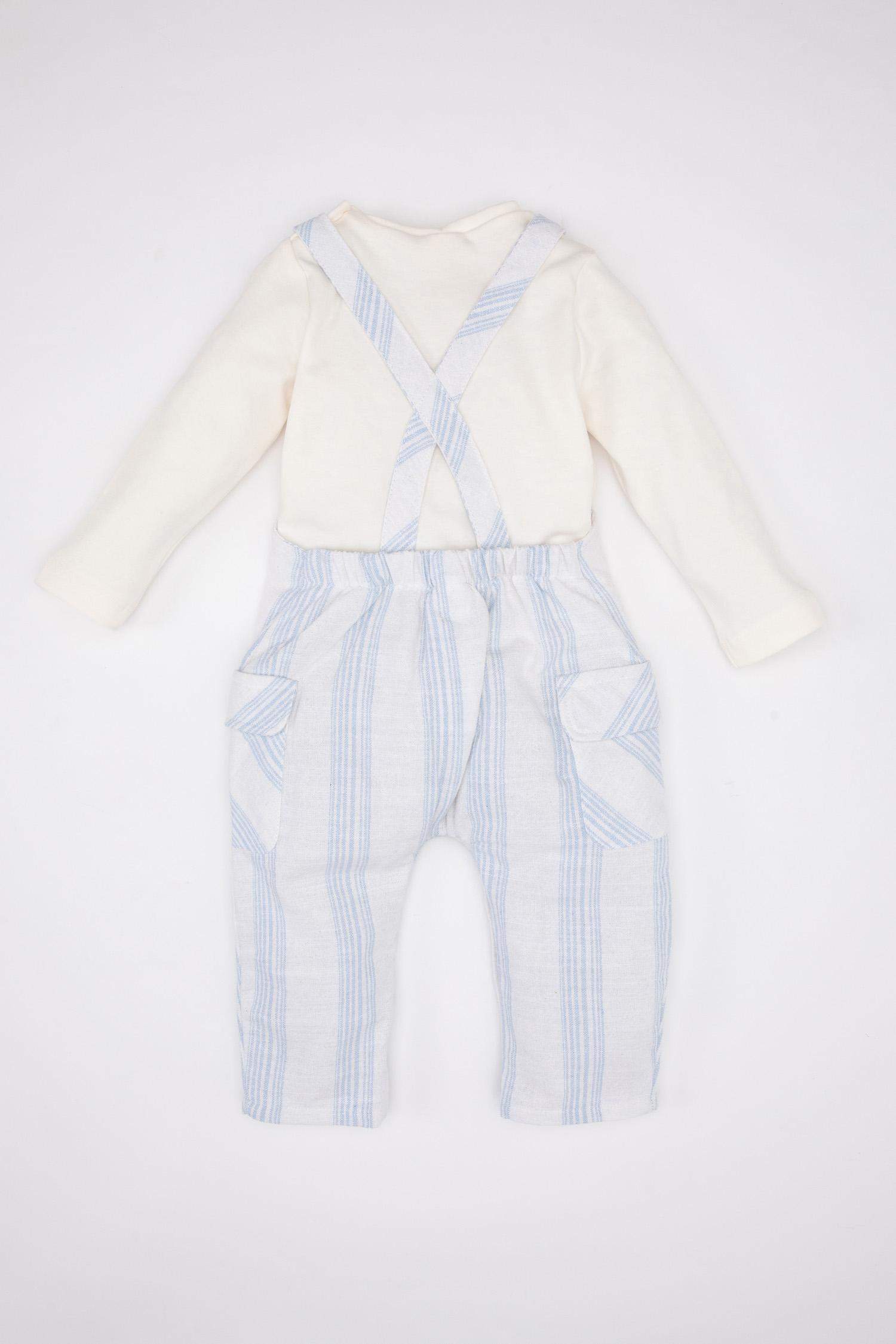 Ensemble Salopette rayée et T-Shirt à Manches Longues Pour Bébé Garçon