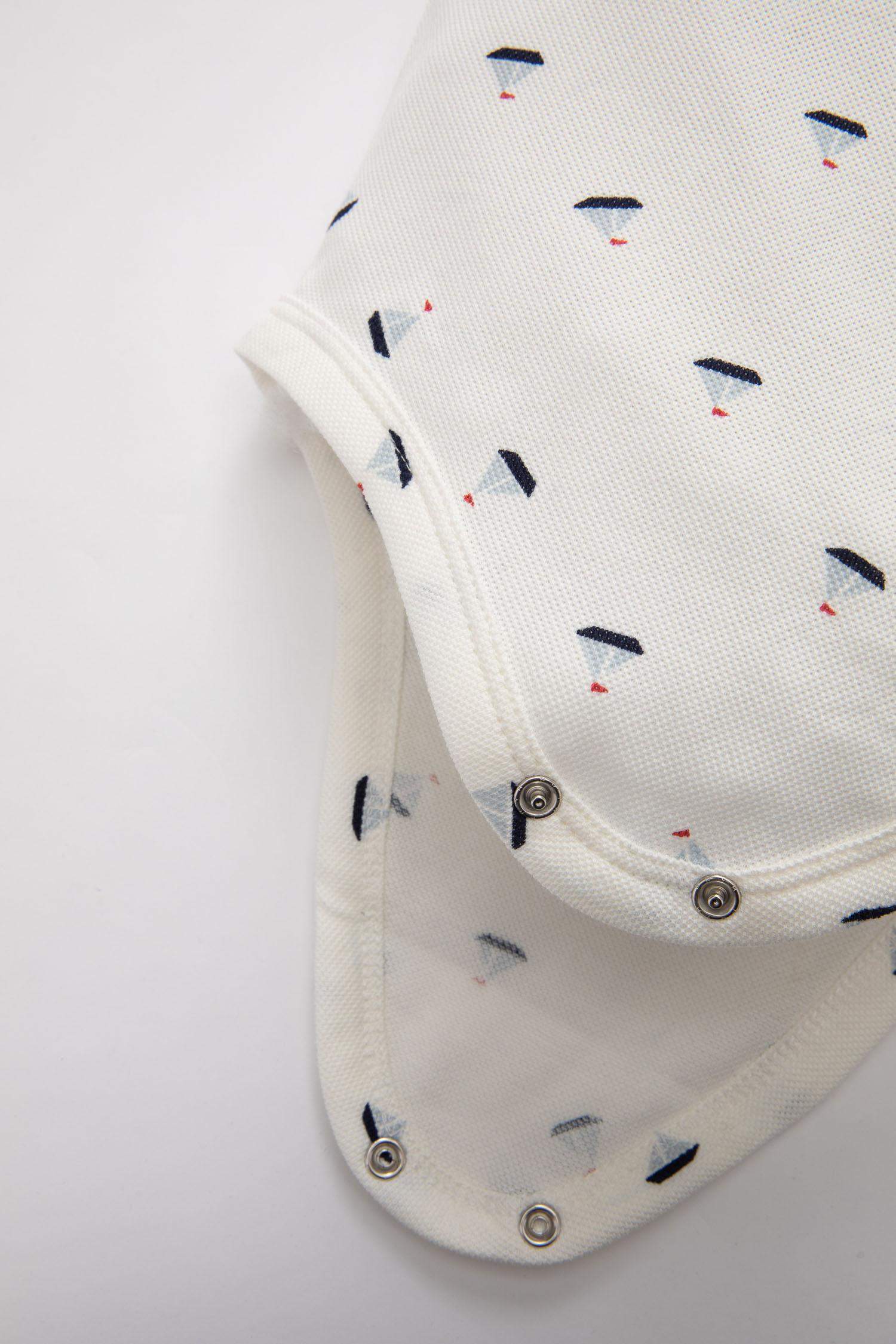 Body à Manches Courtes à Col Polo en Piqué Pour Nouveau-Né