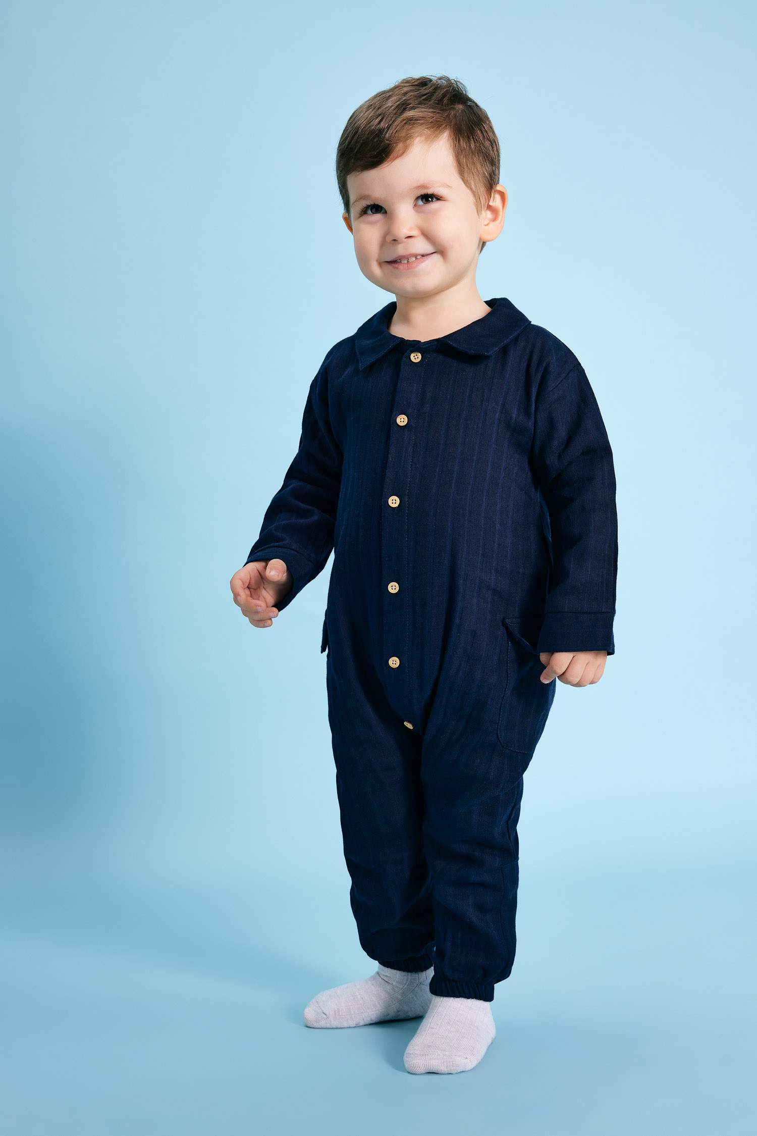 Сәби Ұл ұзын жеңді муслин Комбинезон