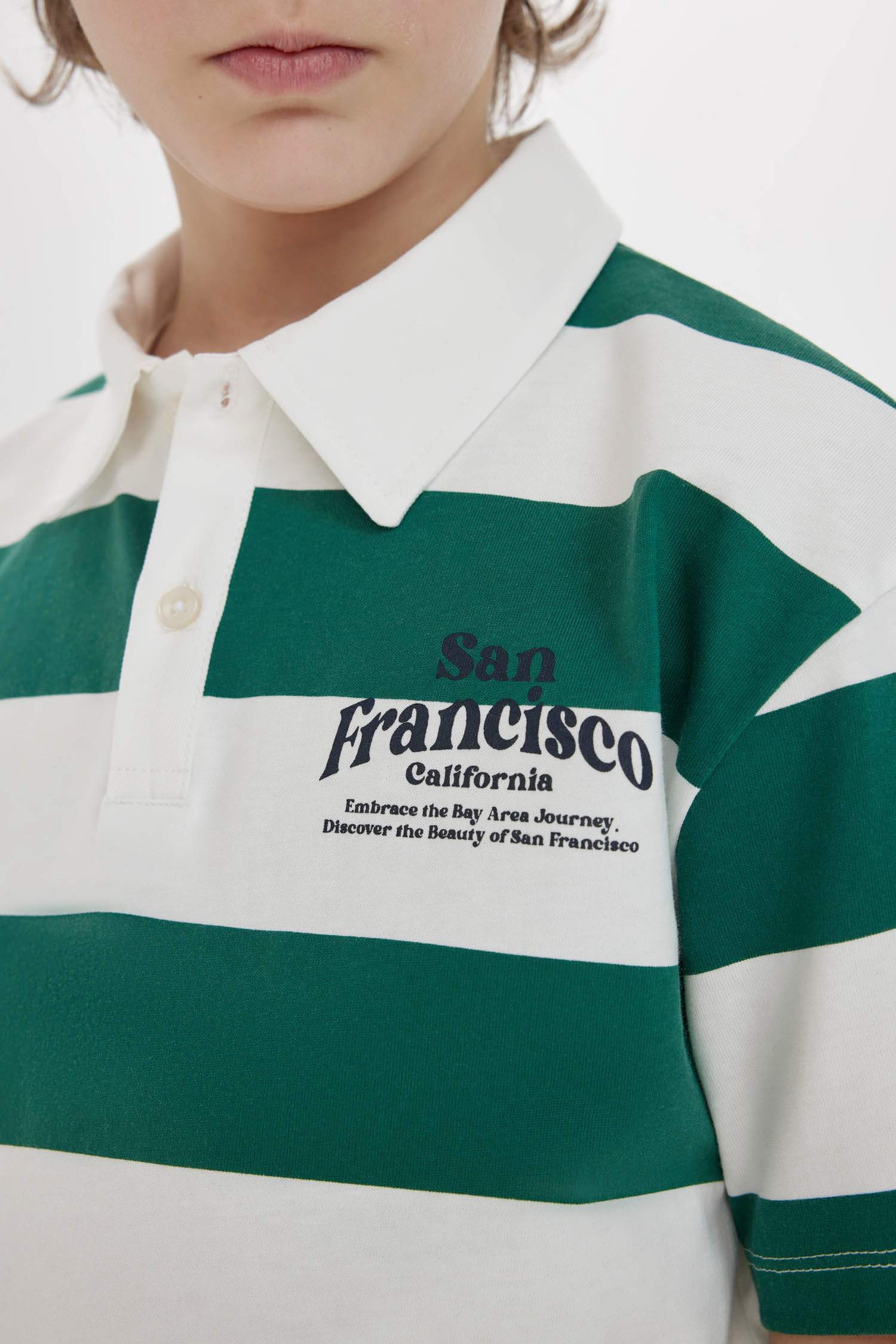 Boy Oversize Fit Striped Printed Polo T-Shirt