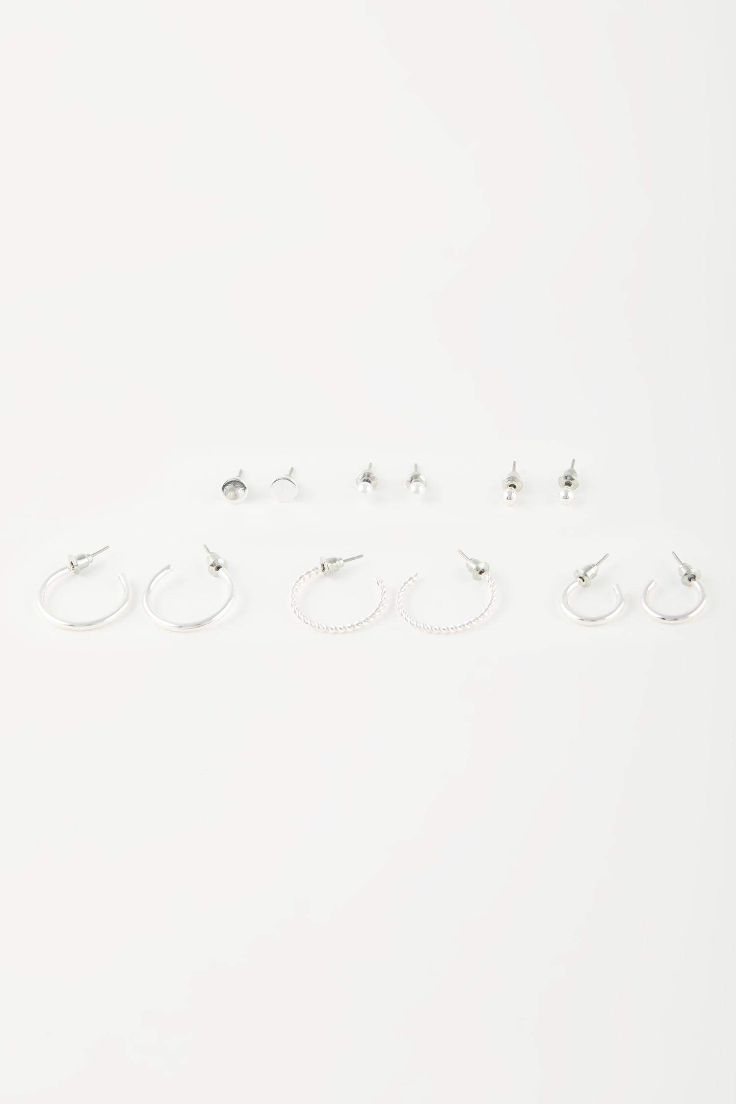 حلق فضي حريمي - 6 قطع