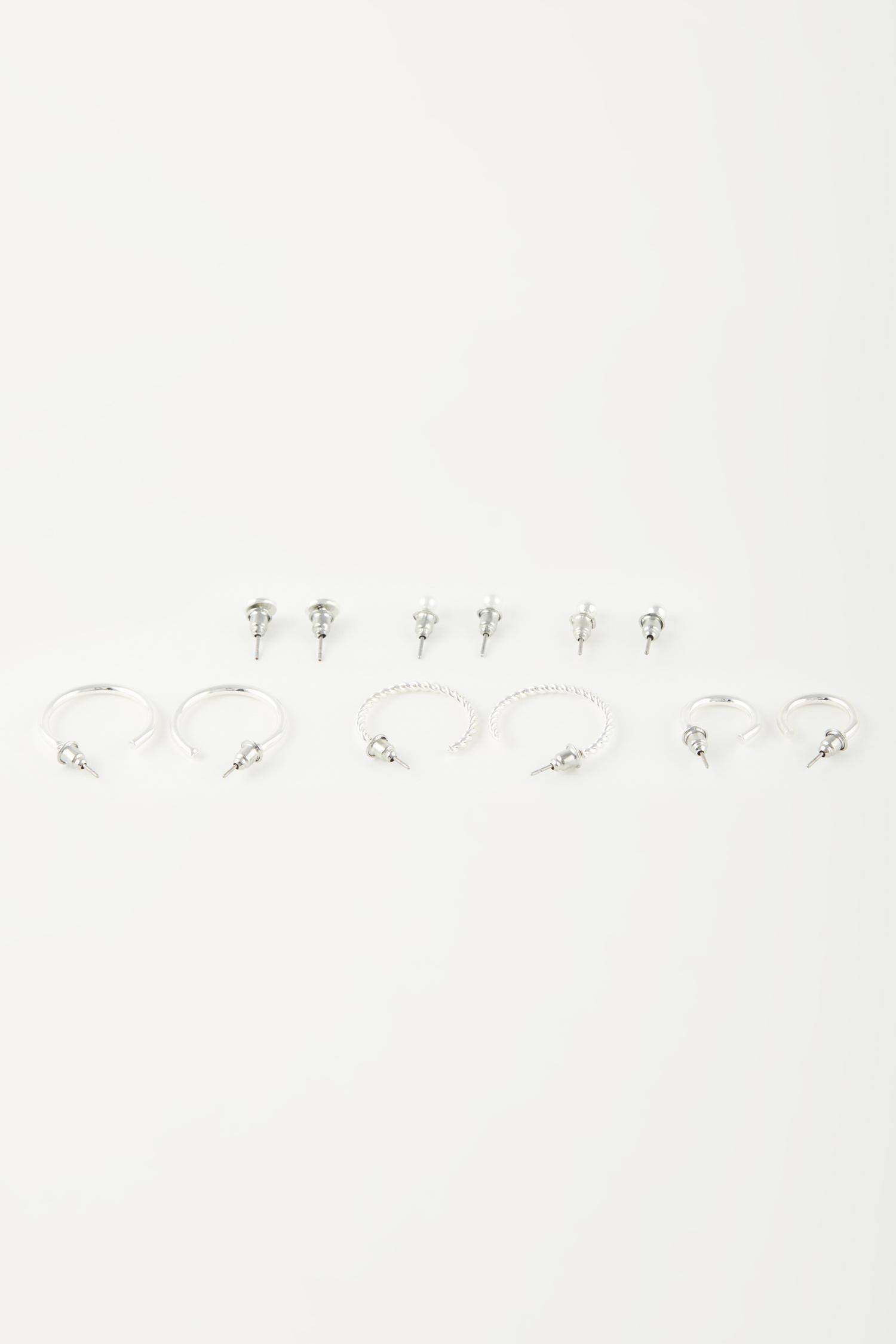 حلق فضي حريمي - 6 قطع