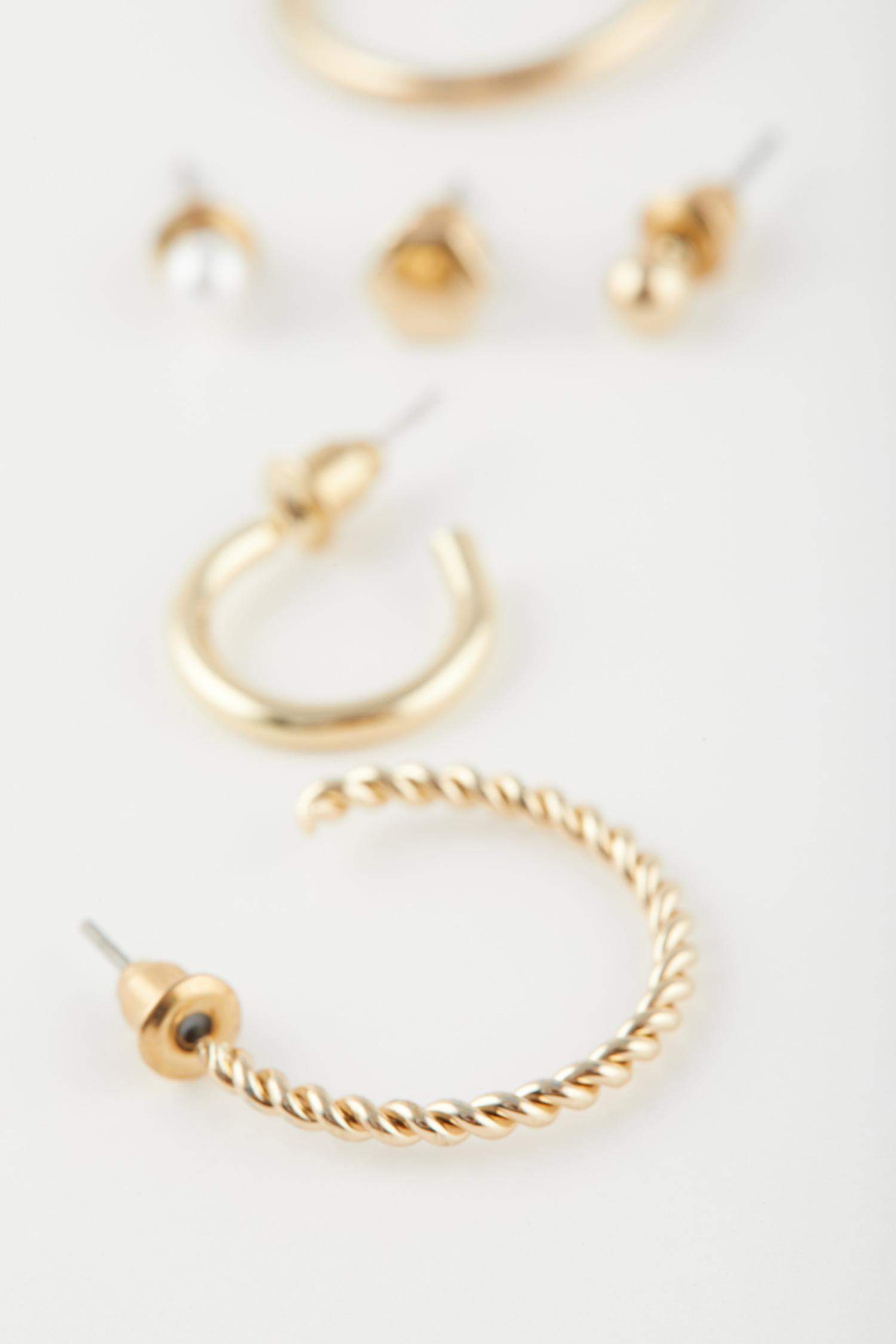 Woman 6 Piece Gold Earrings