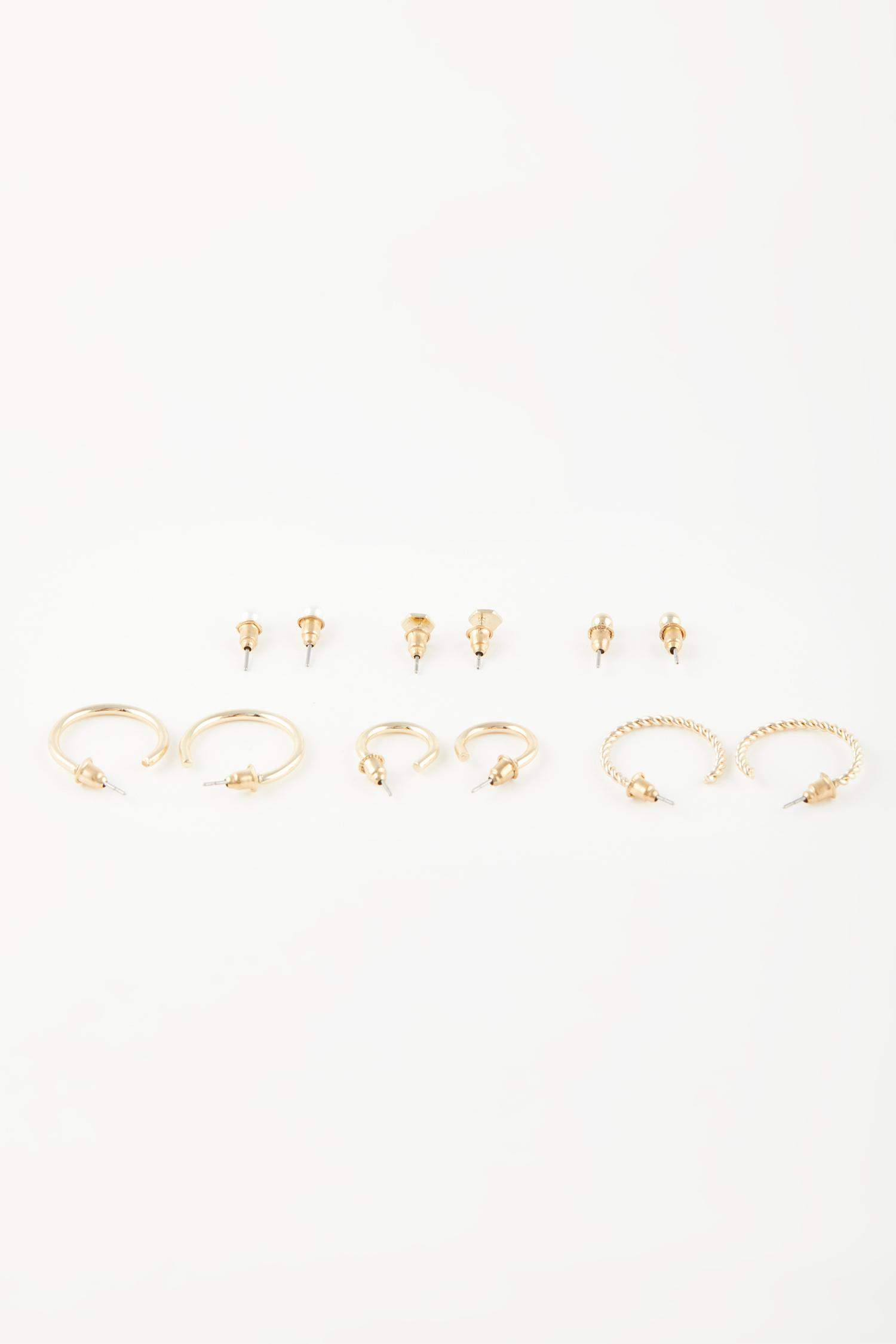 Woman 6 Piece Gold Earrings