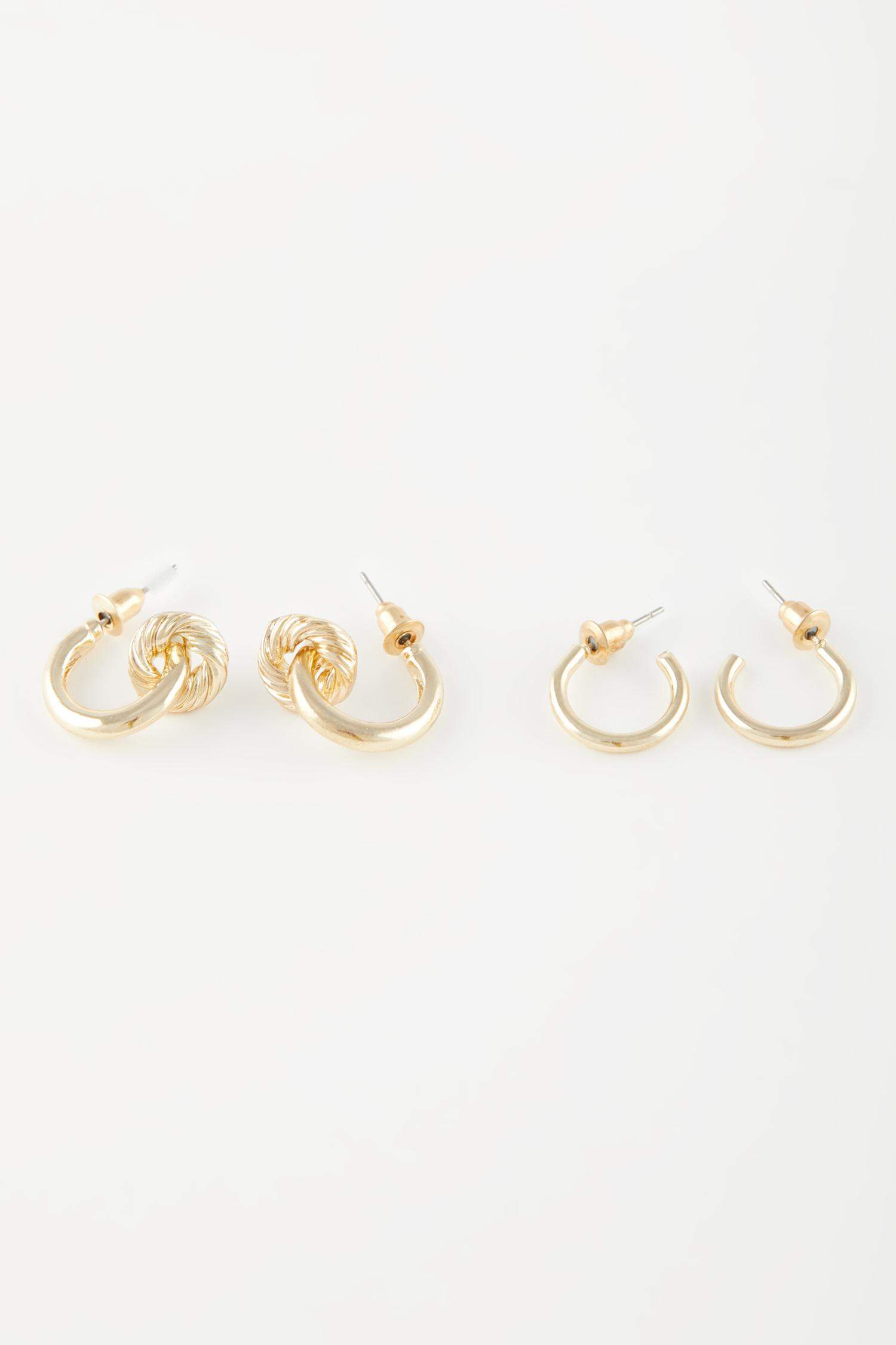 Woman 2 Piece Gold Earrings