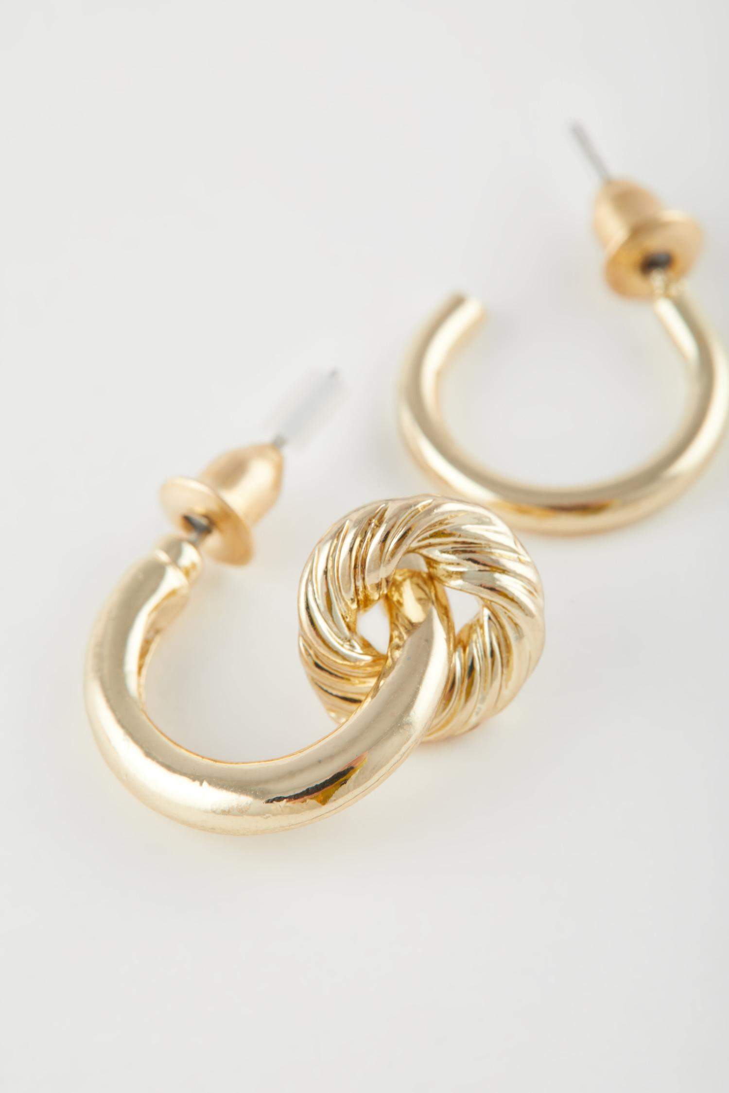Woman 2 Piece Gold Earrings
