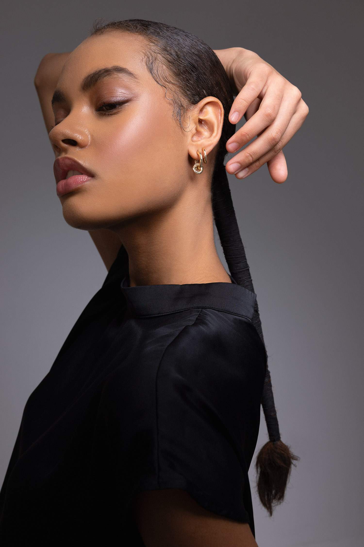 Woman 2 Piece Gold Earrings