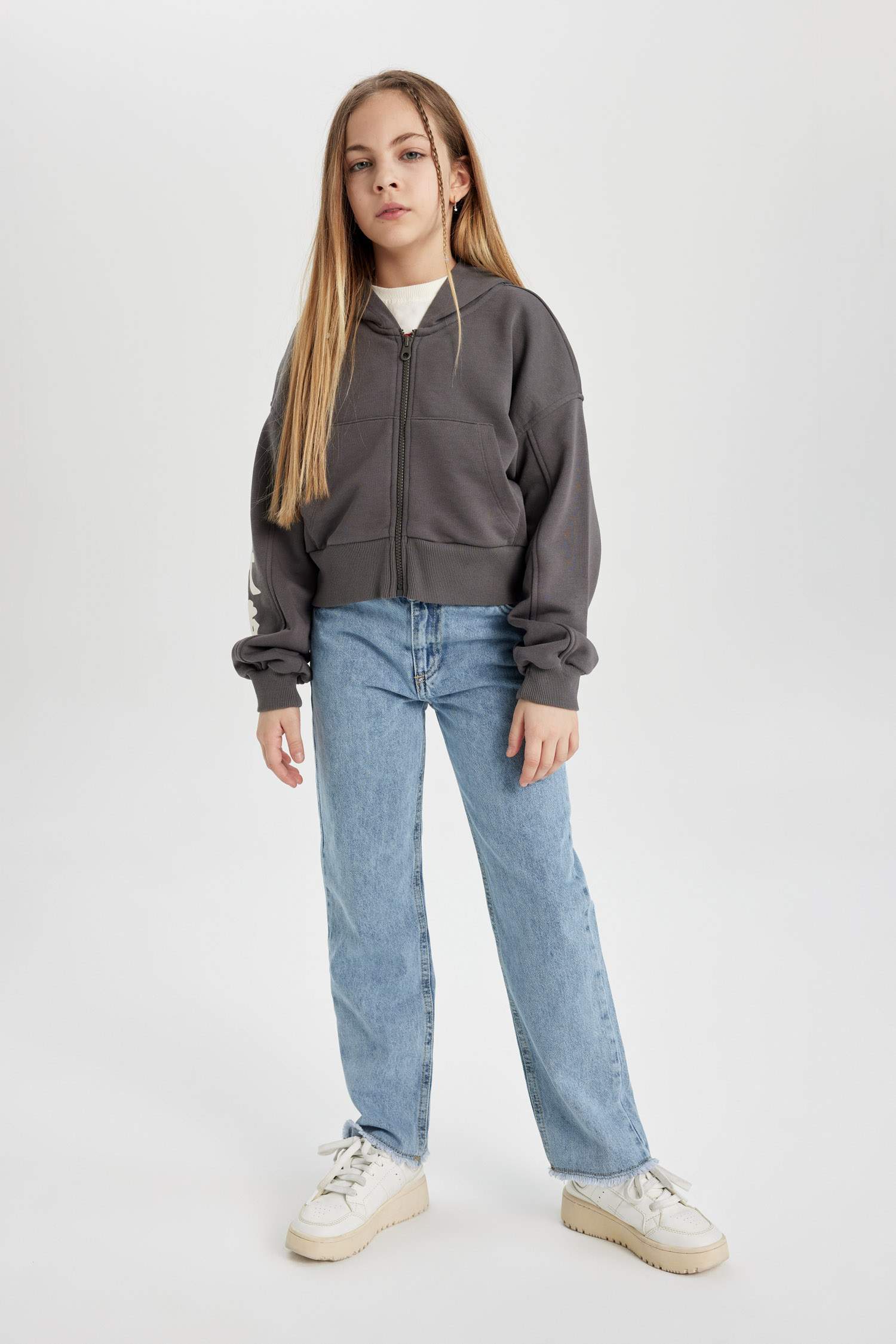 Girl Hooded Zippered Sweatshirt