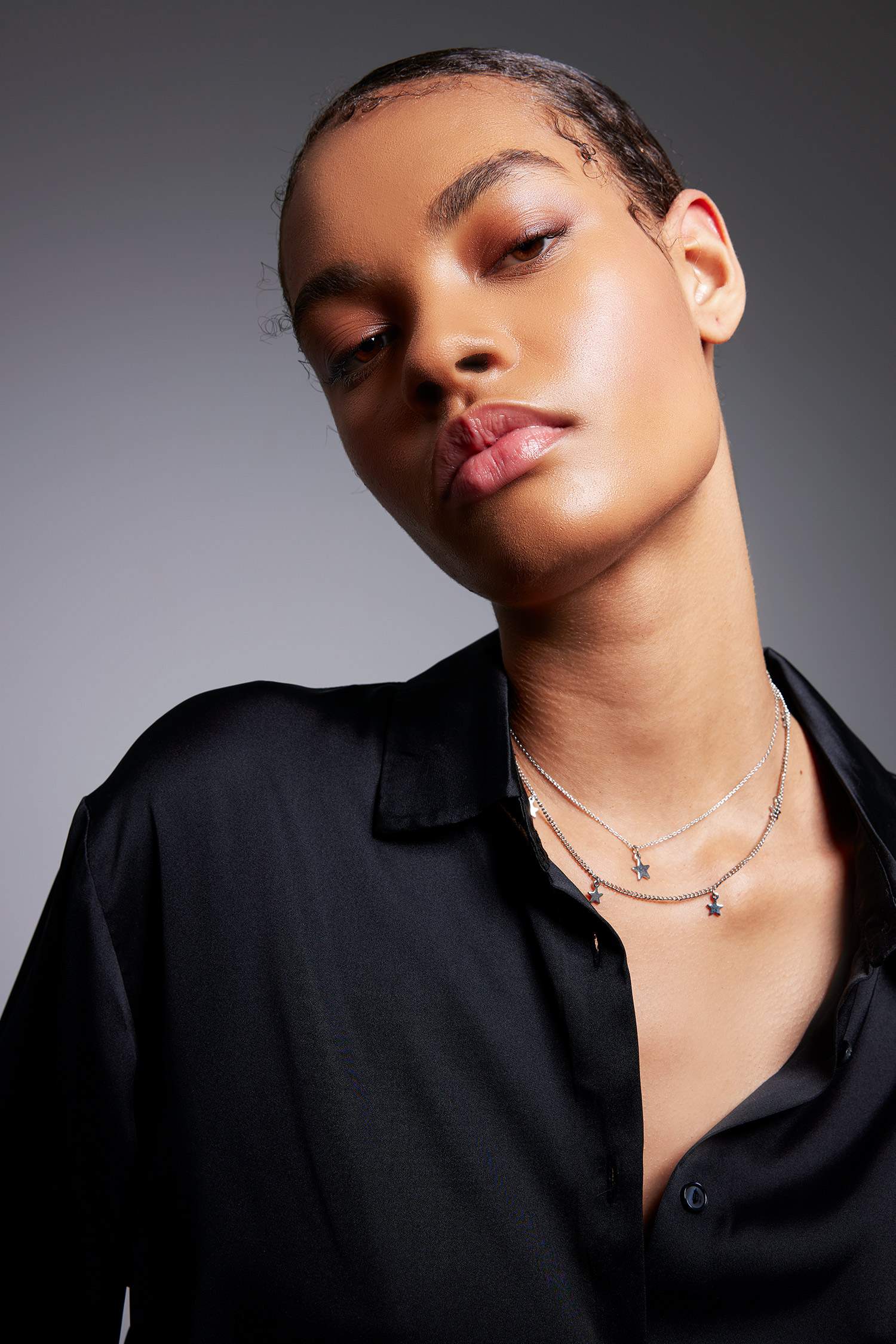 Woman Star Detailed 2 Piece Silver Necklace