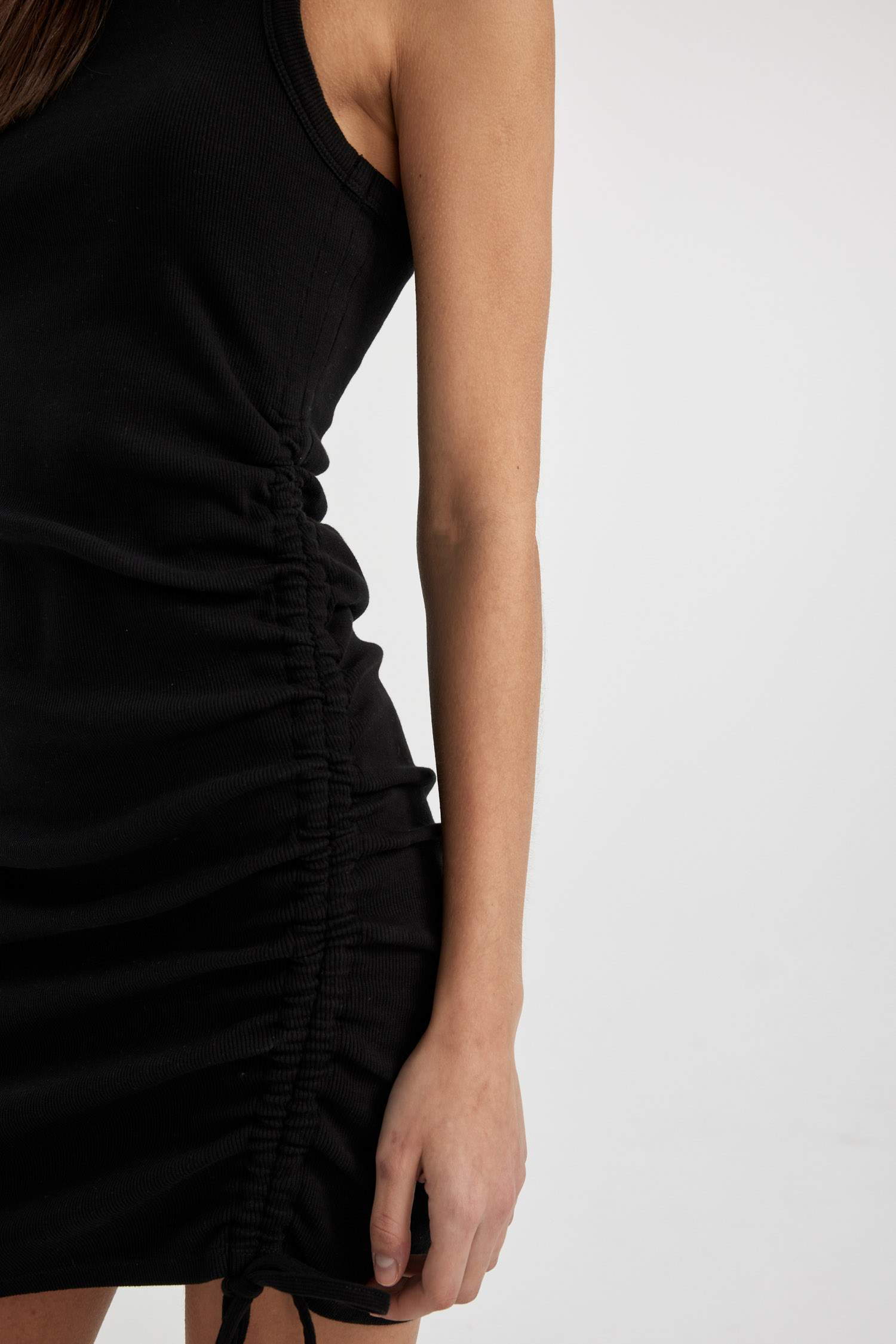 Bodycon Round Neck Ribbed Sleeveless Mini Dress