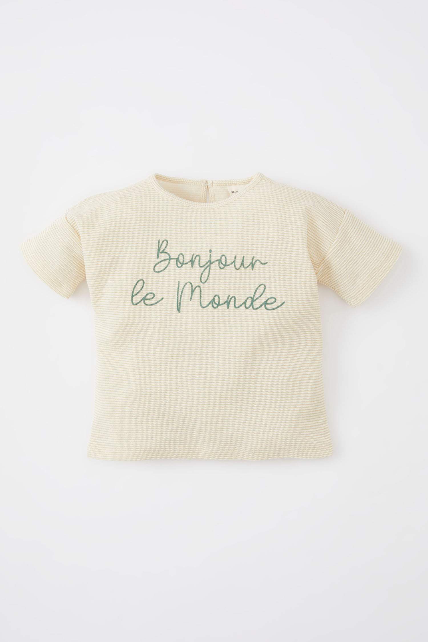 Baby Girl Crew Neck Slogan Printed T-Shirt