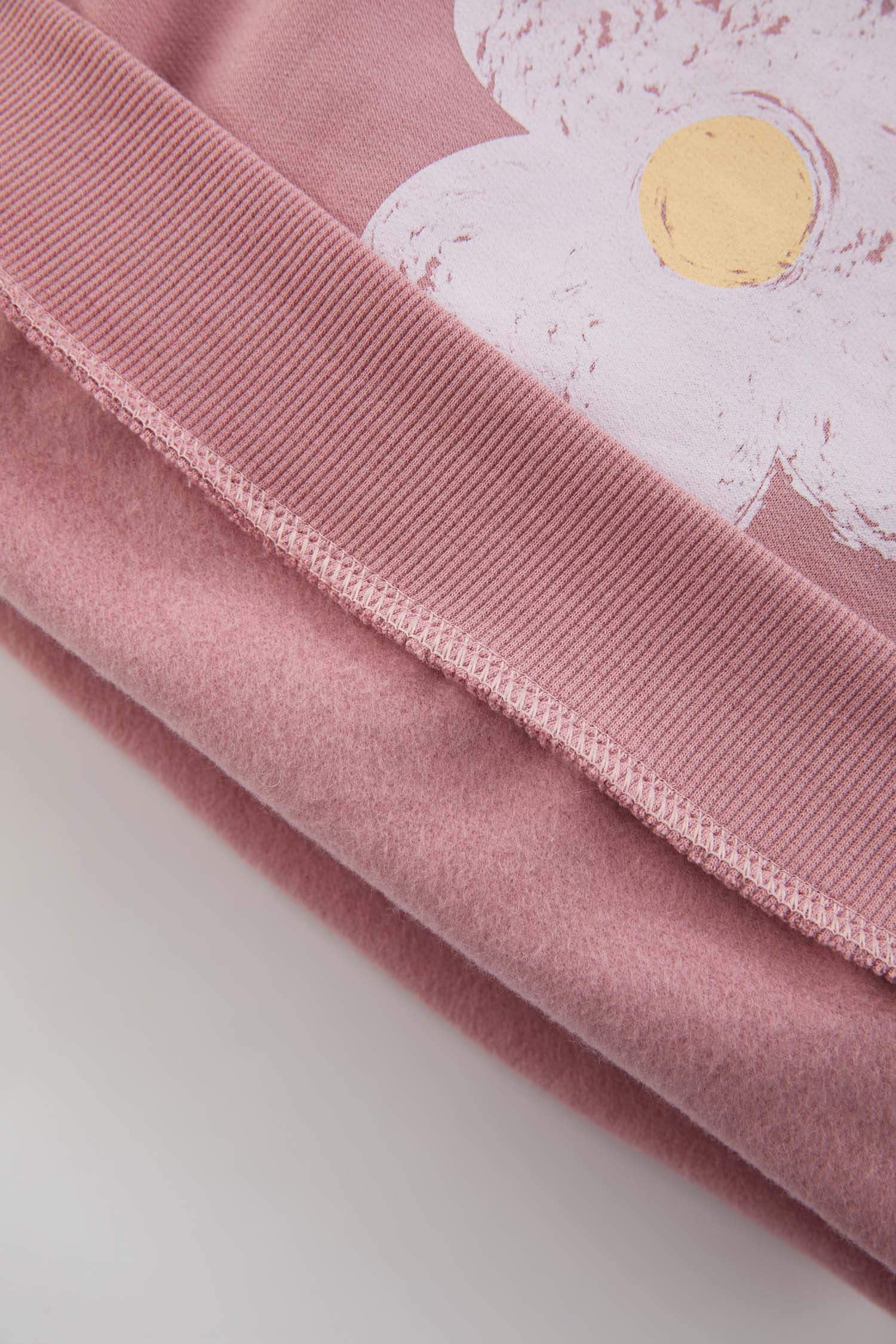 سويت شيرت بناتي فلورال قصة عادية ببطانة ناعمة