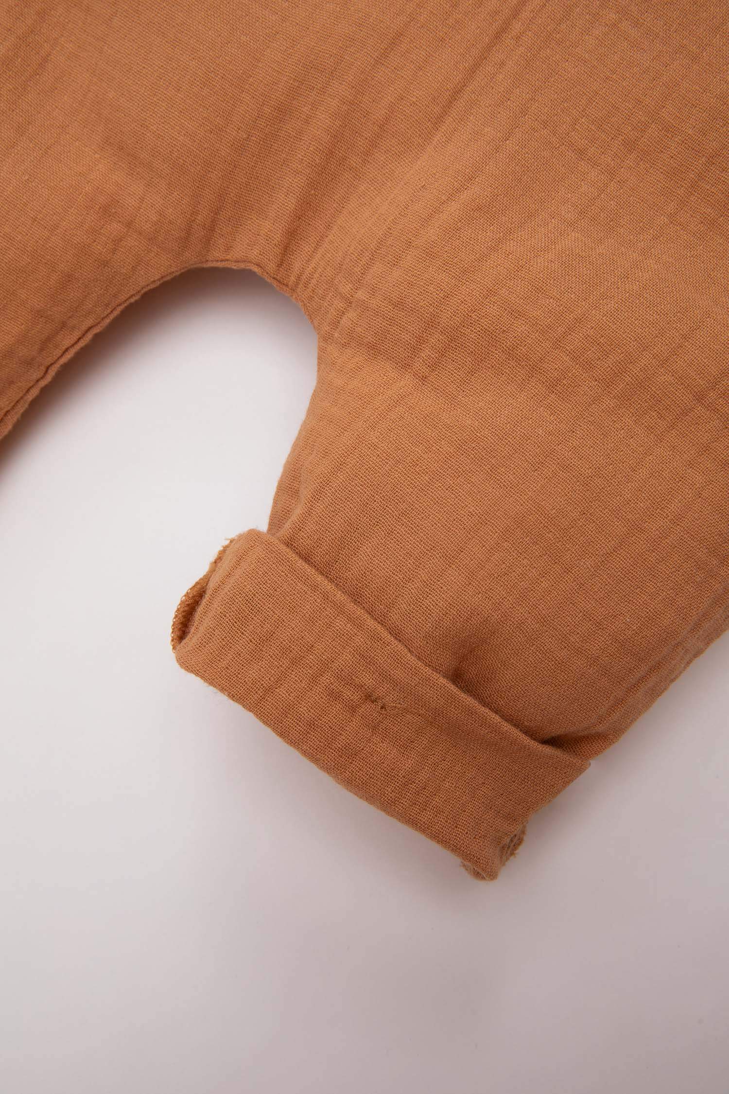 Erkek Bebek Yenidoğan Kapüşonlu Müslin Uzun Kollu Tulum