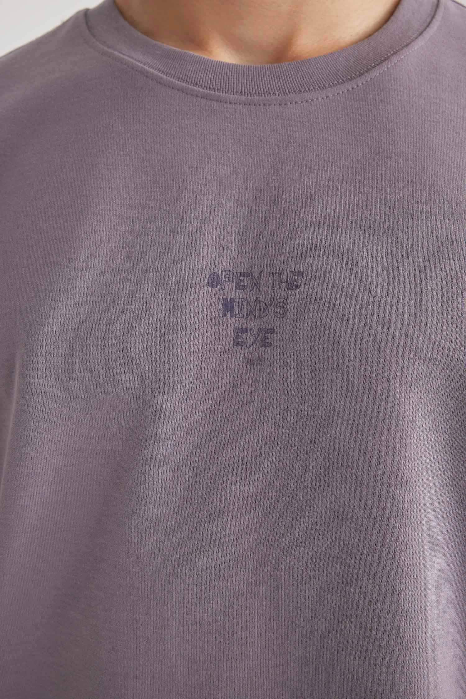 Loose Fit Crew Neck Slogan Printed T-Shirt