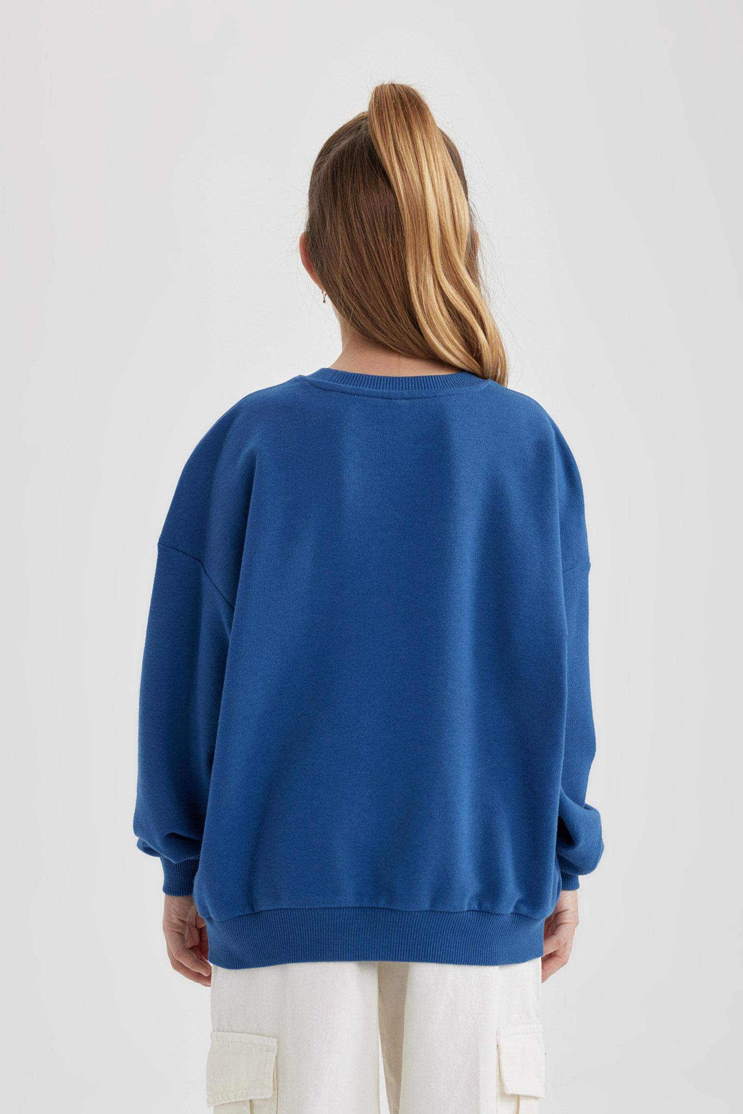 Girl Oversize Fit Crew Neck Printed Sweatshirt