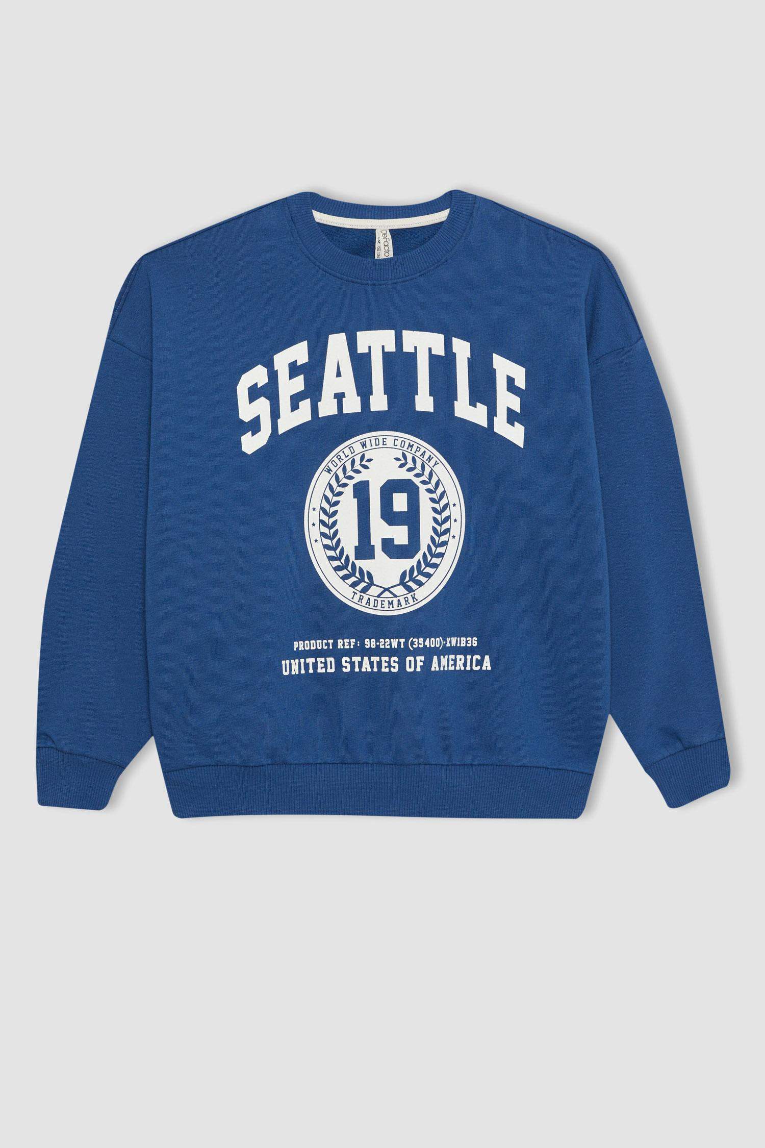 Girl Oversize Fit Crew Neck Printed Sweatshirt