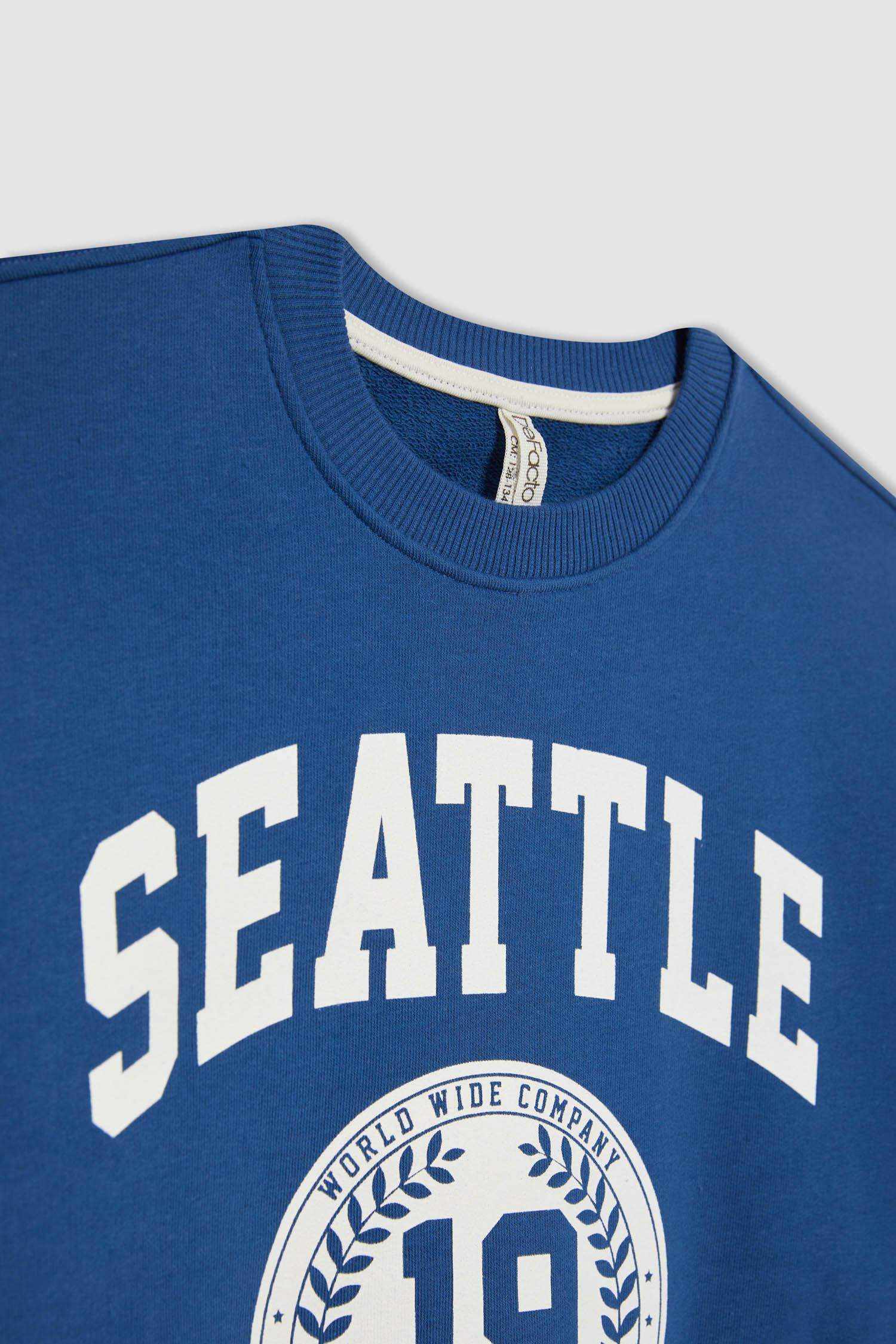 Girl Oversize Fit Crew Neck Printed Sweatshirt