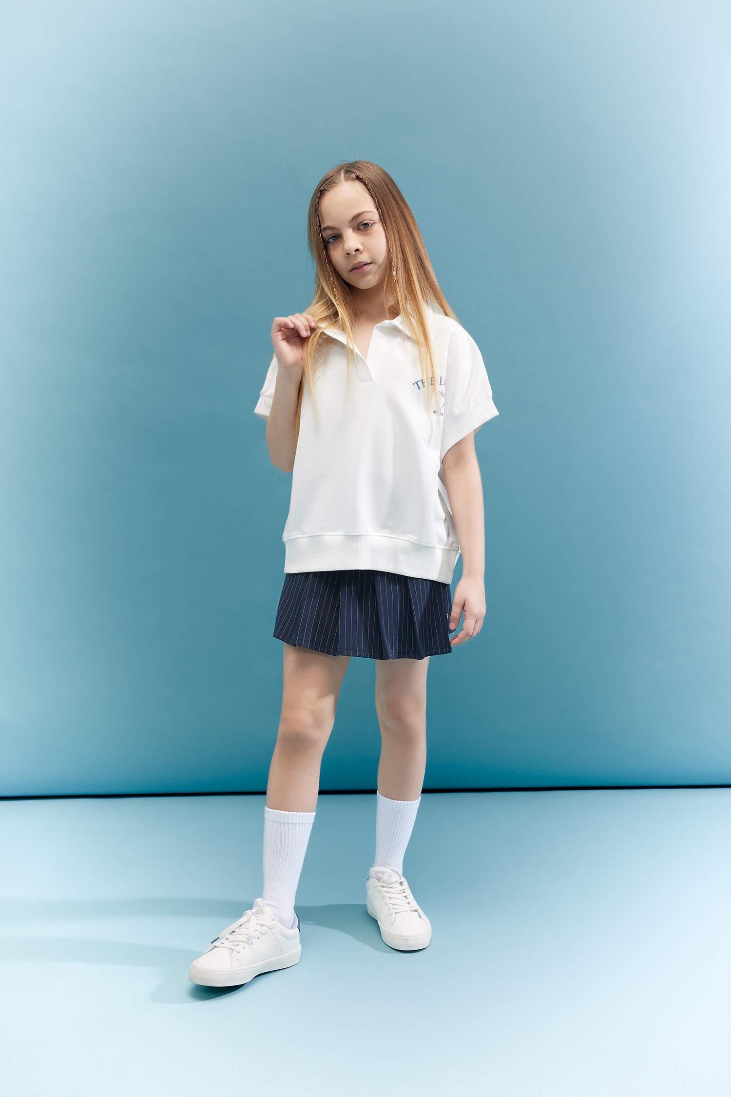 Oversize Fit Slogan Short Sleeve Polo T-Shirt