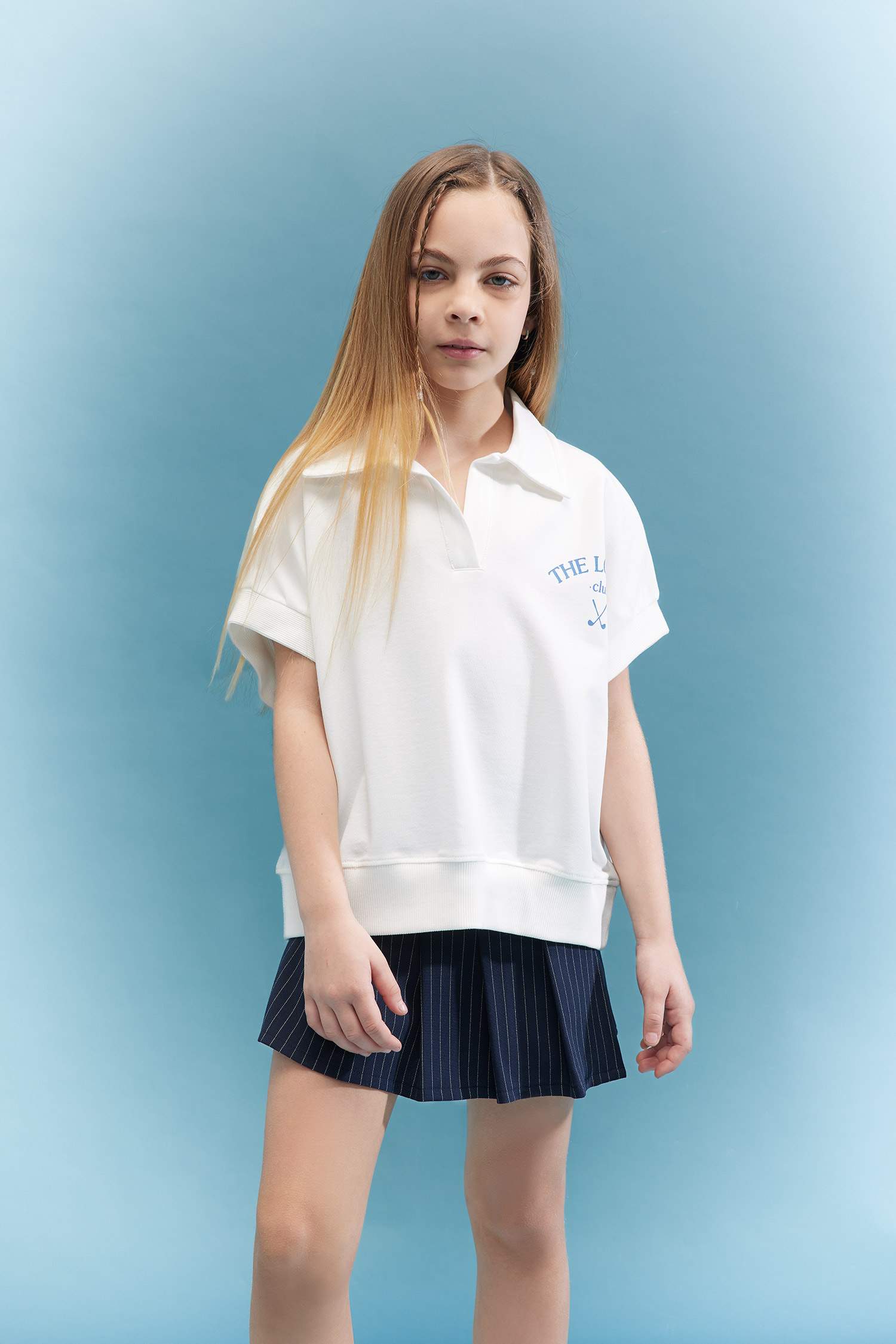 Oversize Fit Slogan Short Sleeve Polo T-Shirt