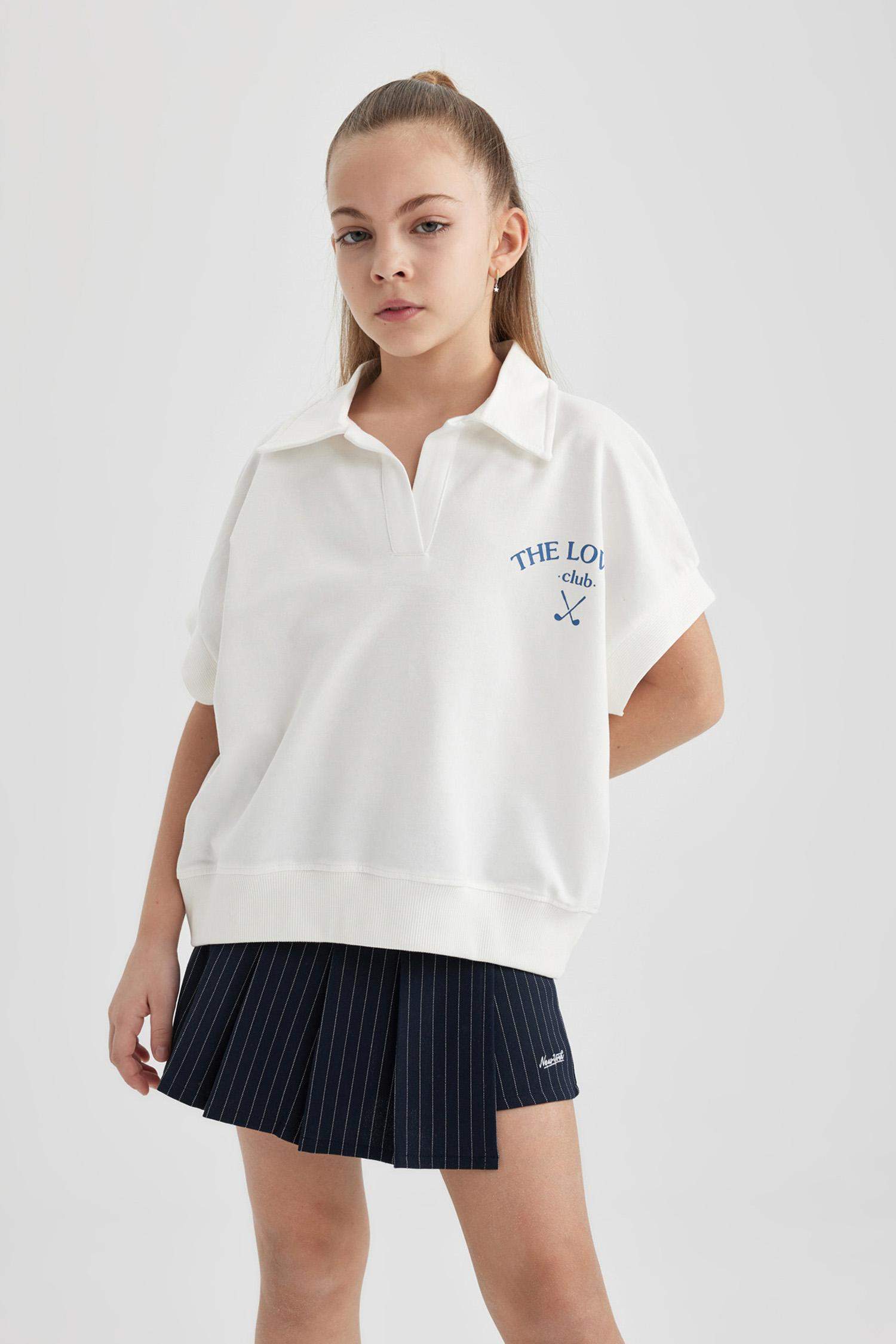 تيشيرت بولو بناتي جيرسي اوفر سايز نص ردن