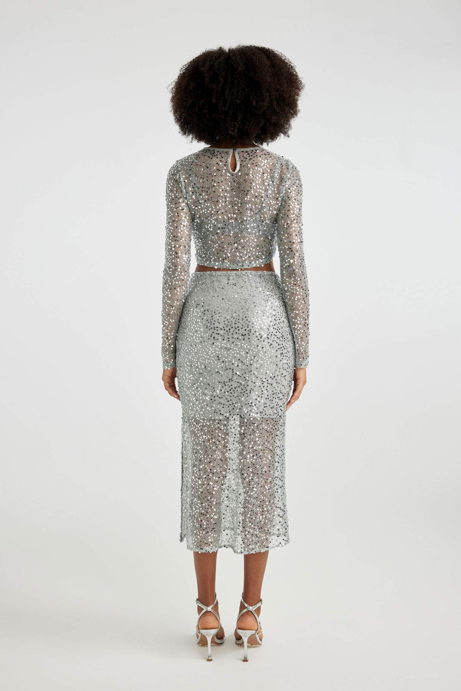 Sequined Slit Maxi Skirt