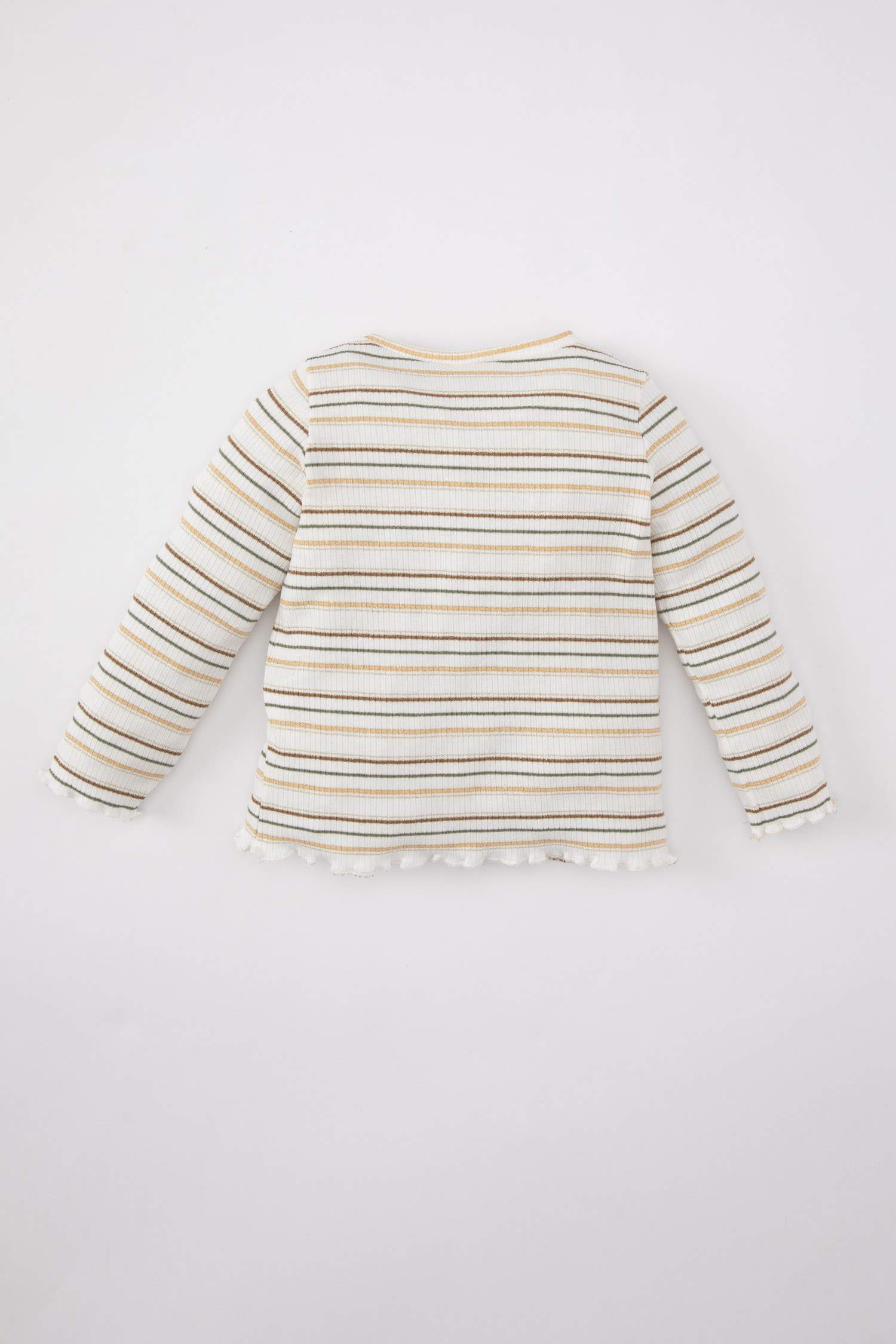 Baby Girl Crew Neck Striped Shiny Fabric T-Shirt