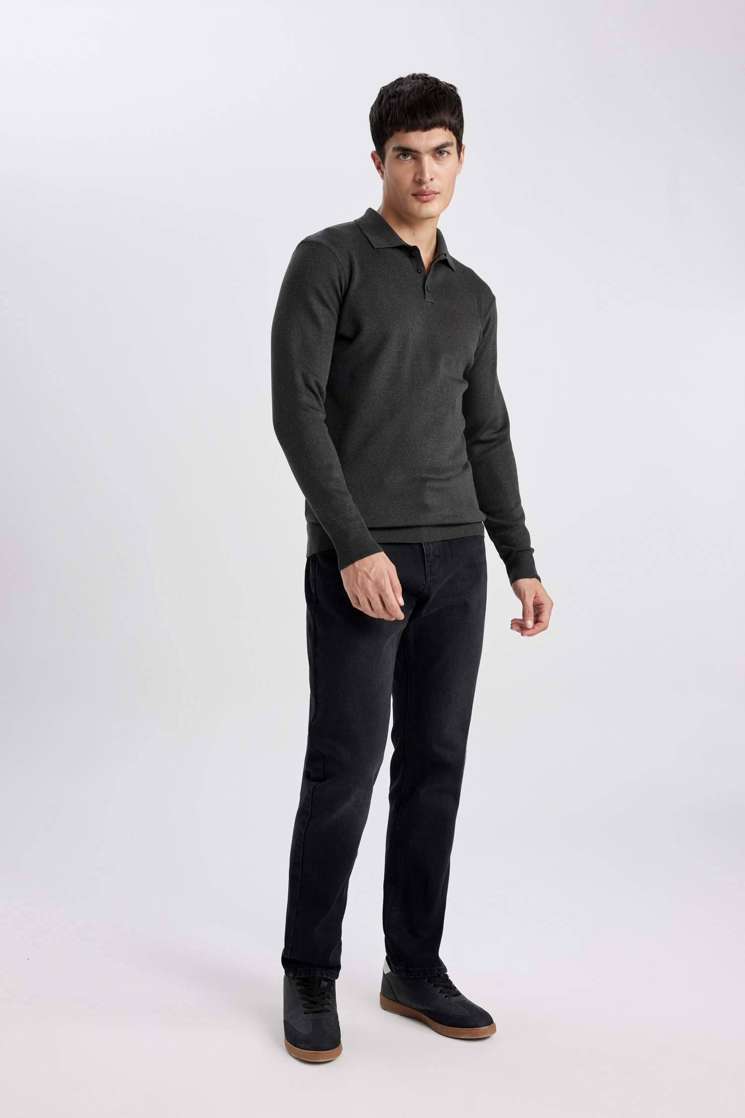 стандарт пішім поло жаға трикотаж Пулловер