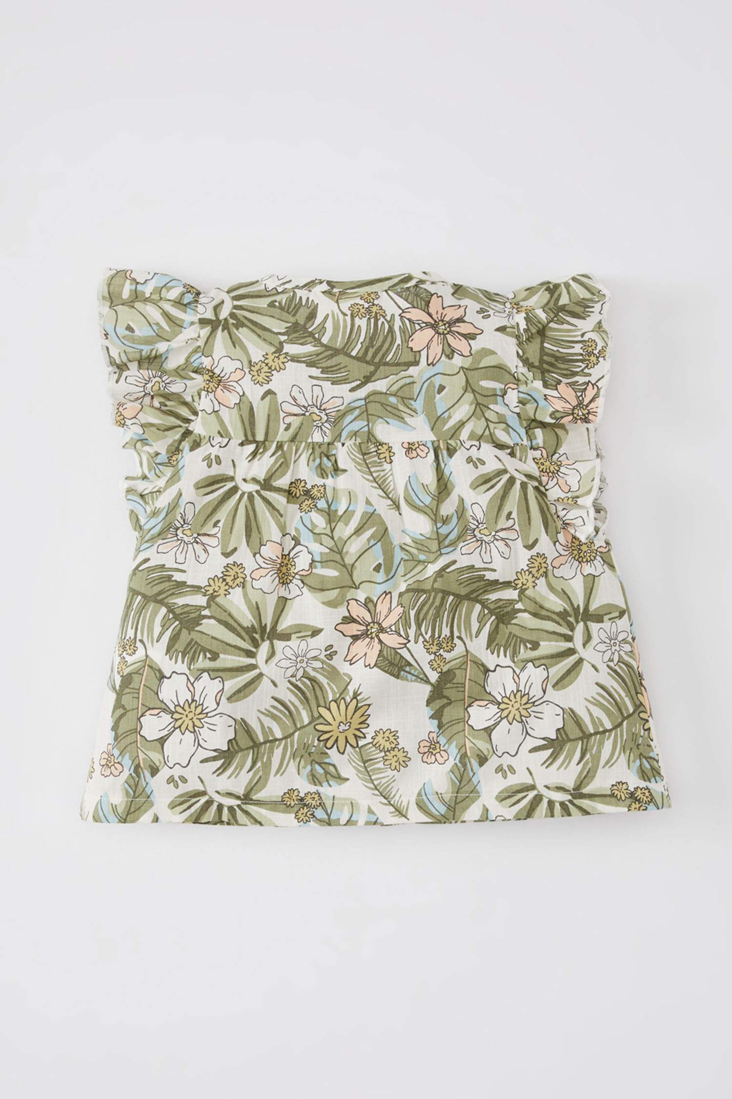 قميص بناتي نص كم قصة عادية بياقة مستديرة