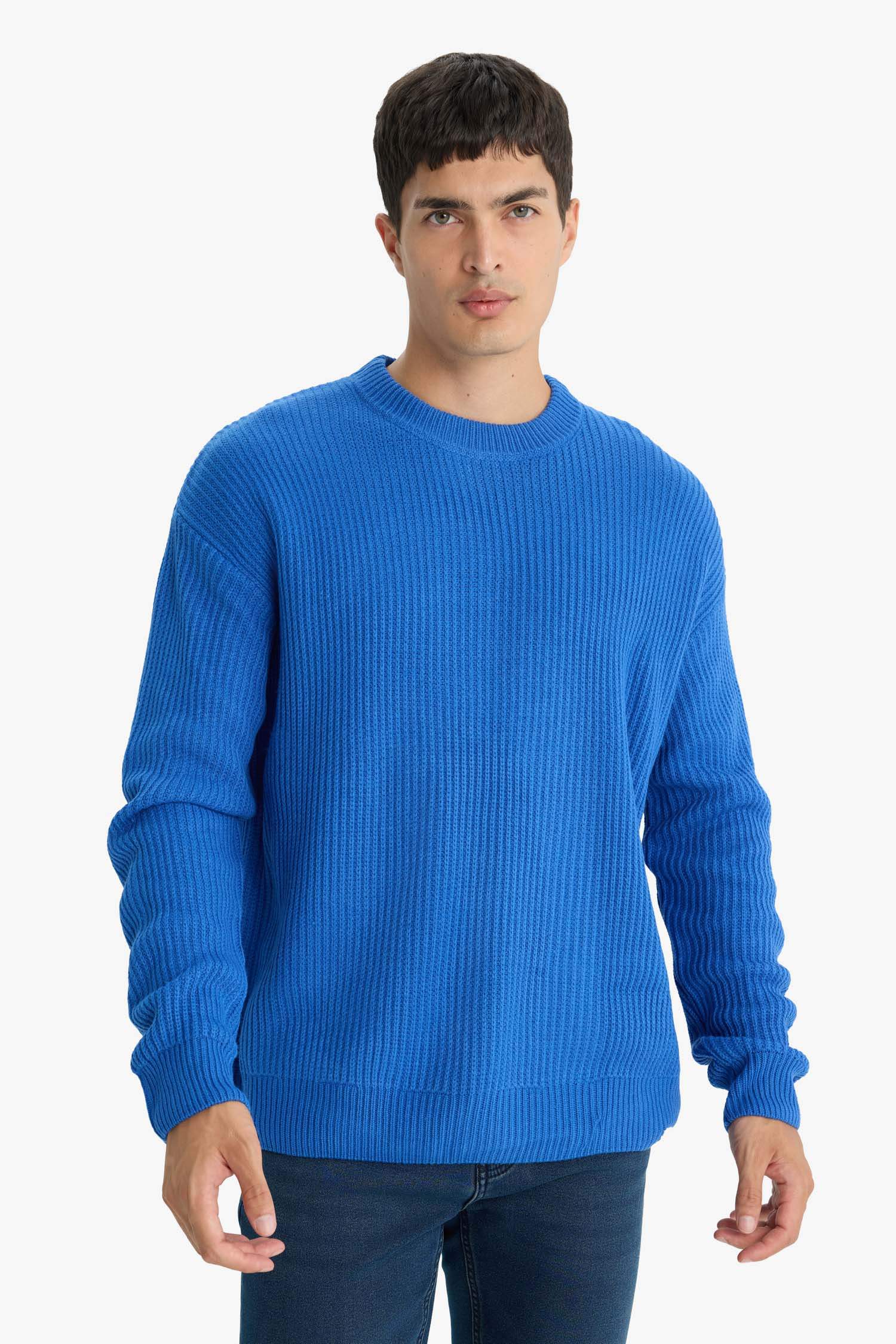 Oversize Fit Crew Neck Knitwear Pullover