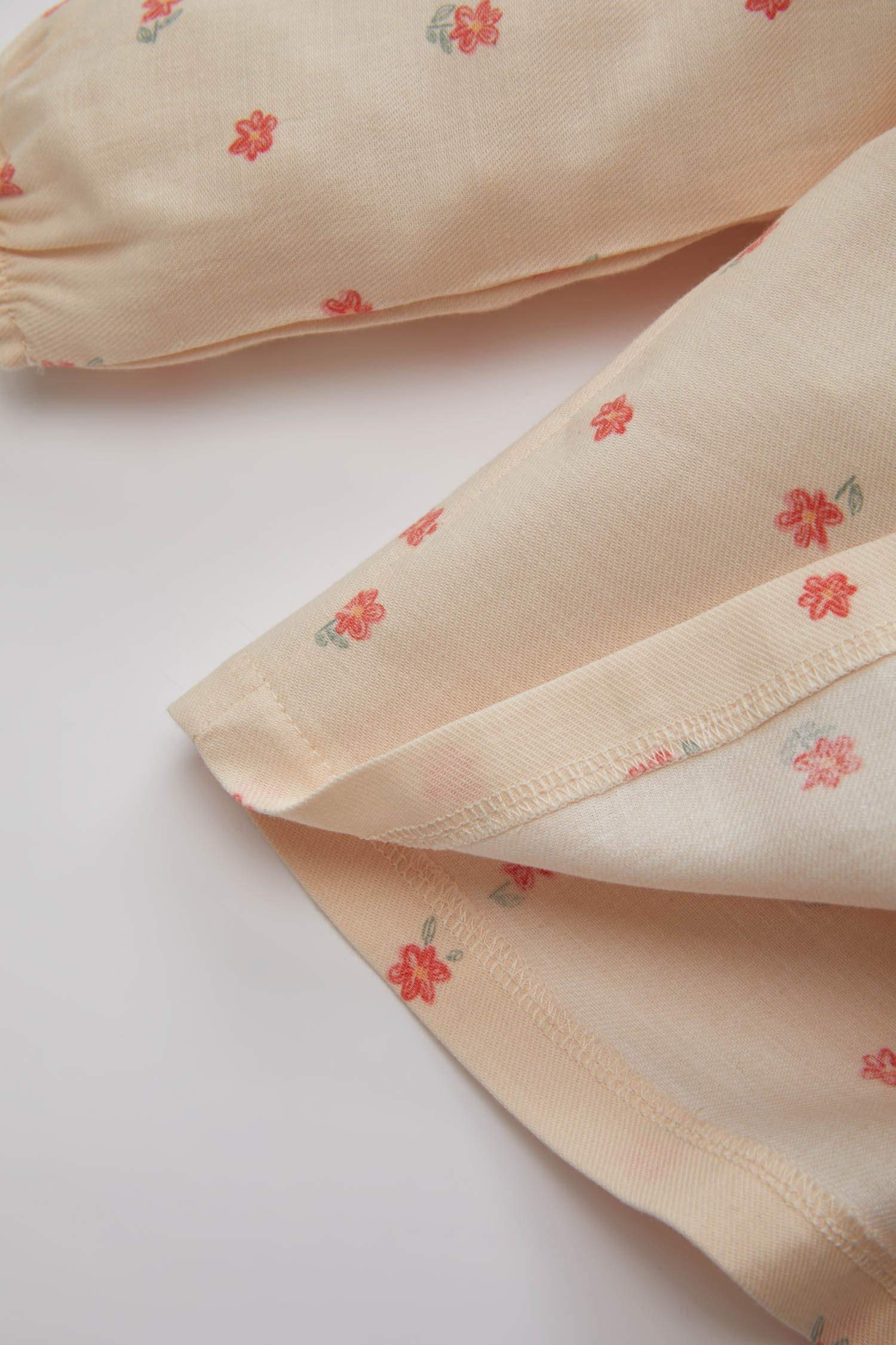 قميص بناتي بنقشة الزهور تويل قصة عادية برقبة بيبي