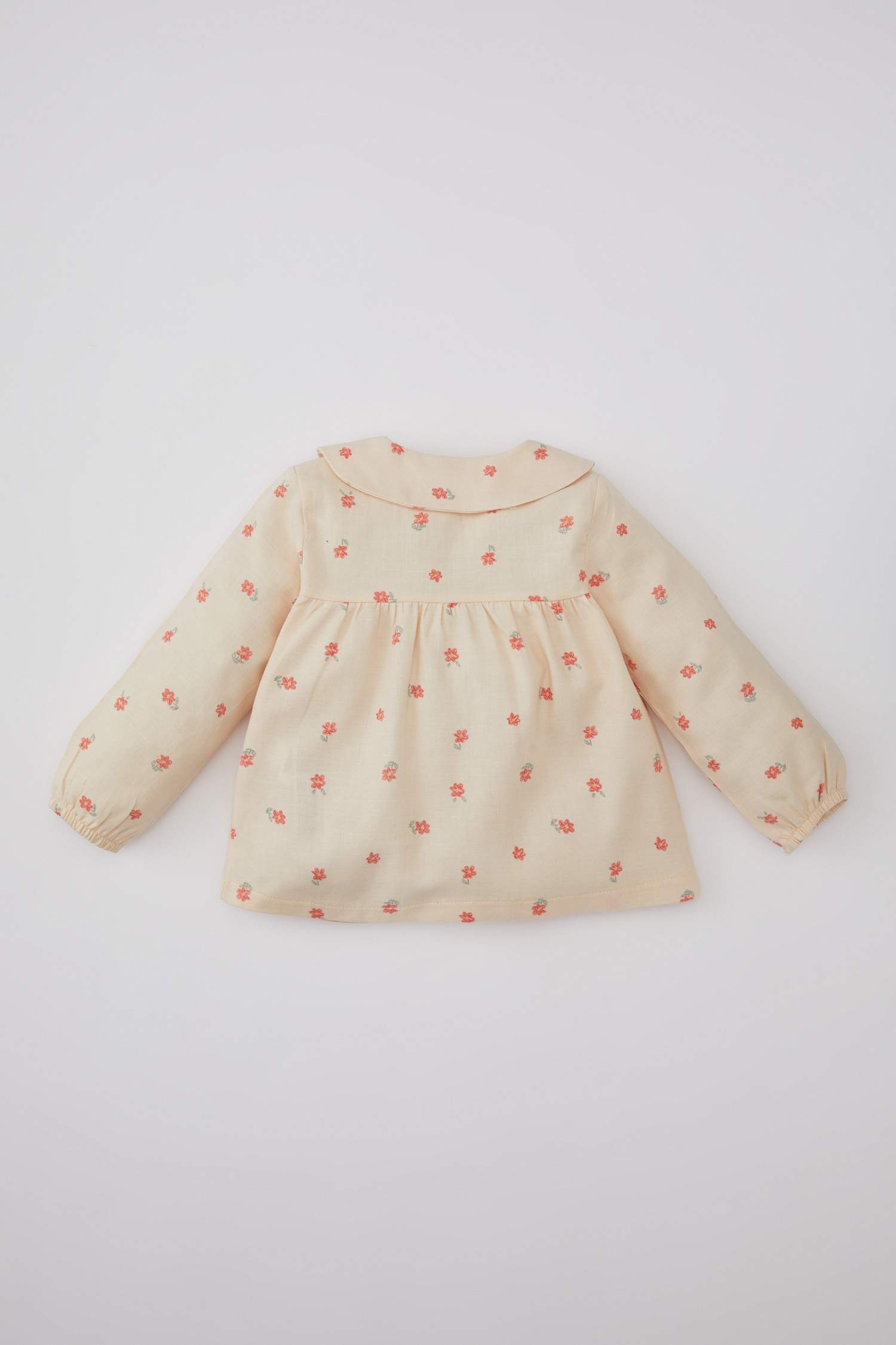 قميص بناتي بنقشة الزهور تويل قصة عادية برقبة بيبي