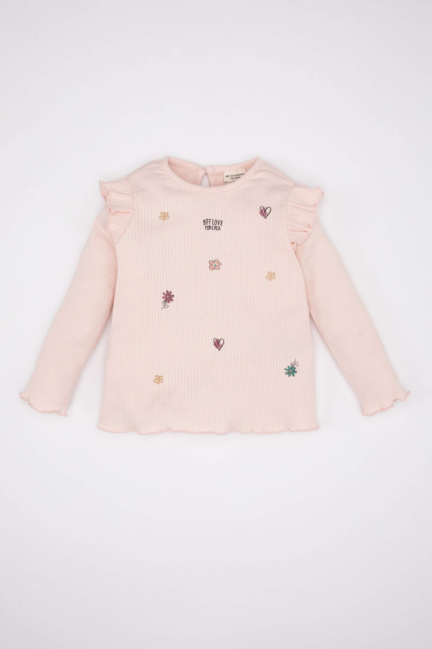 Baby Girl Crew Neck Printed Ribbed Camisole T-Shirt