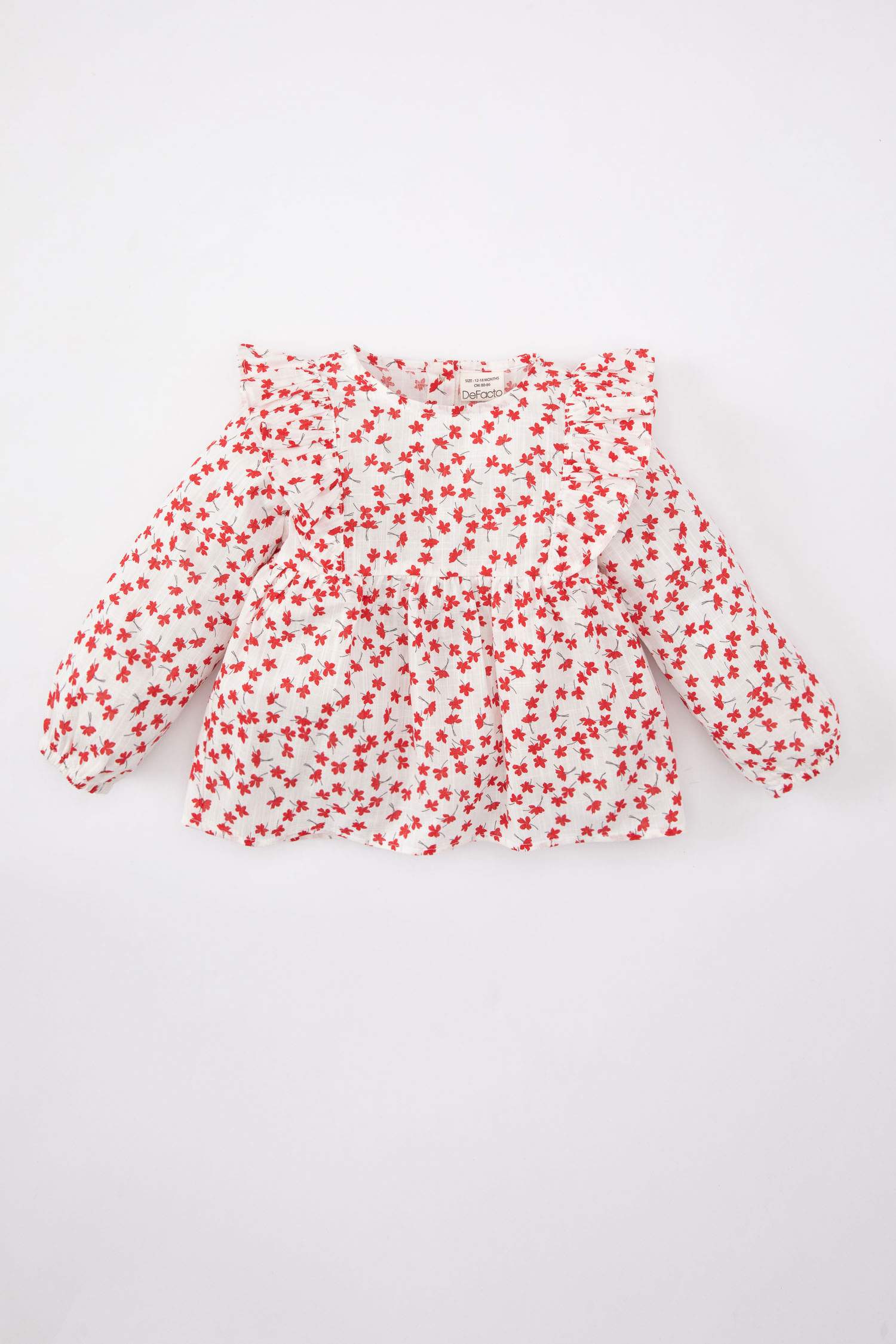 قميص بناتي بنقشة الزهور قصة عادية برقبة مستديرة