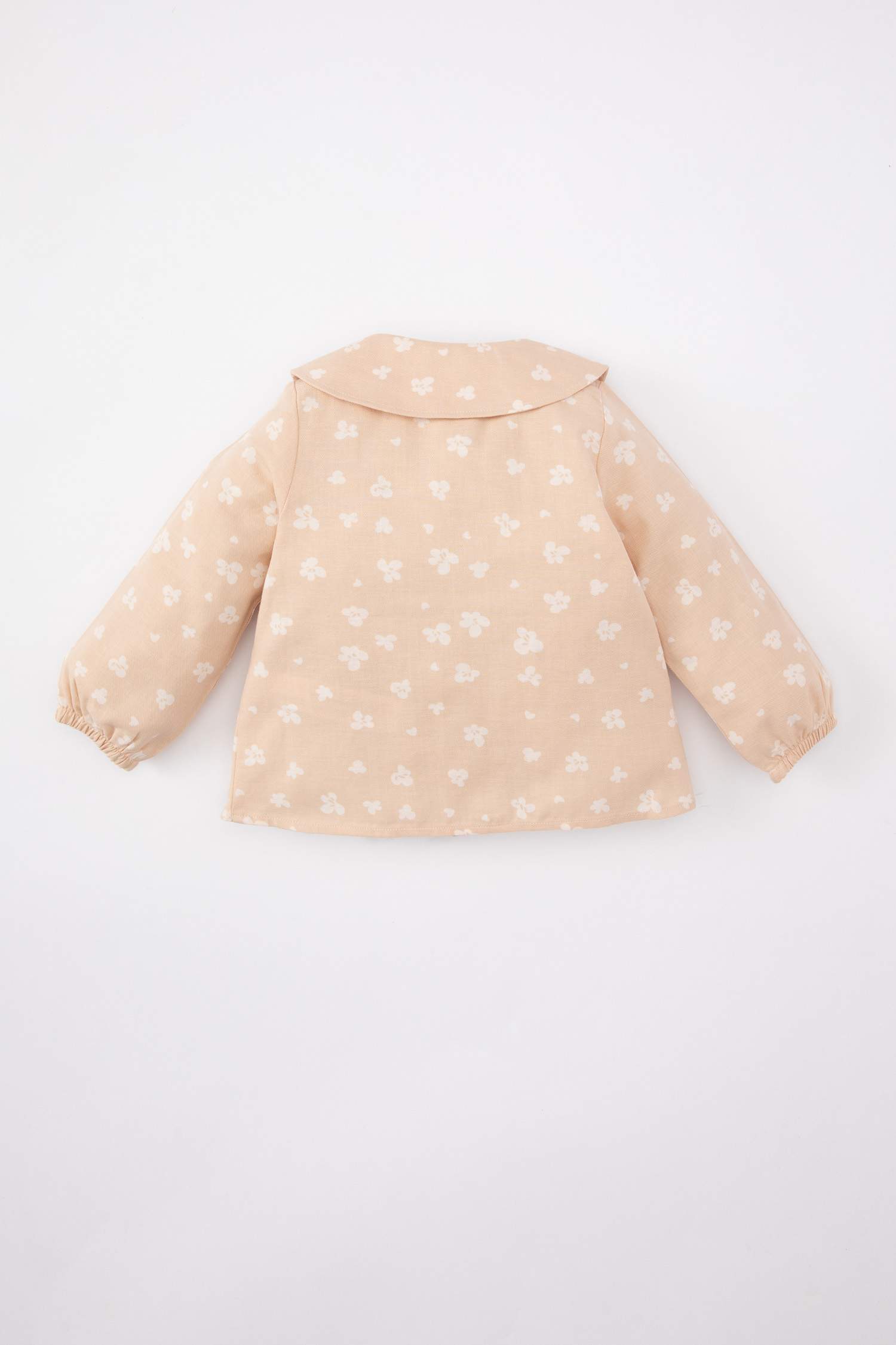 Baby Girl Baby Collar Floral Twill Long Sleeve Shirt