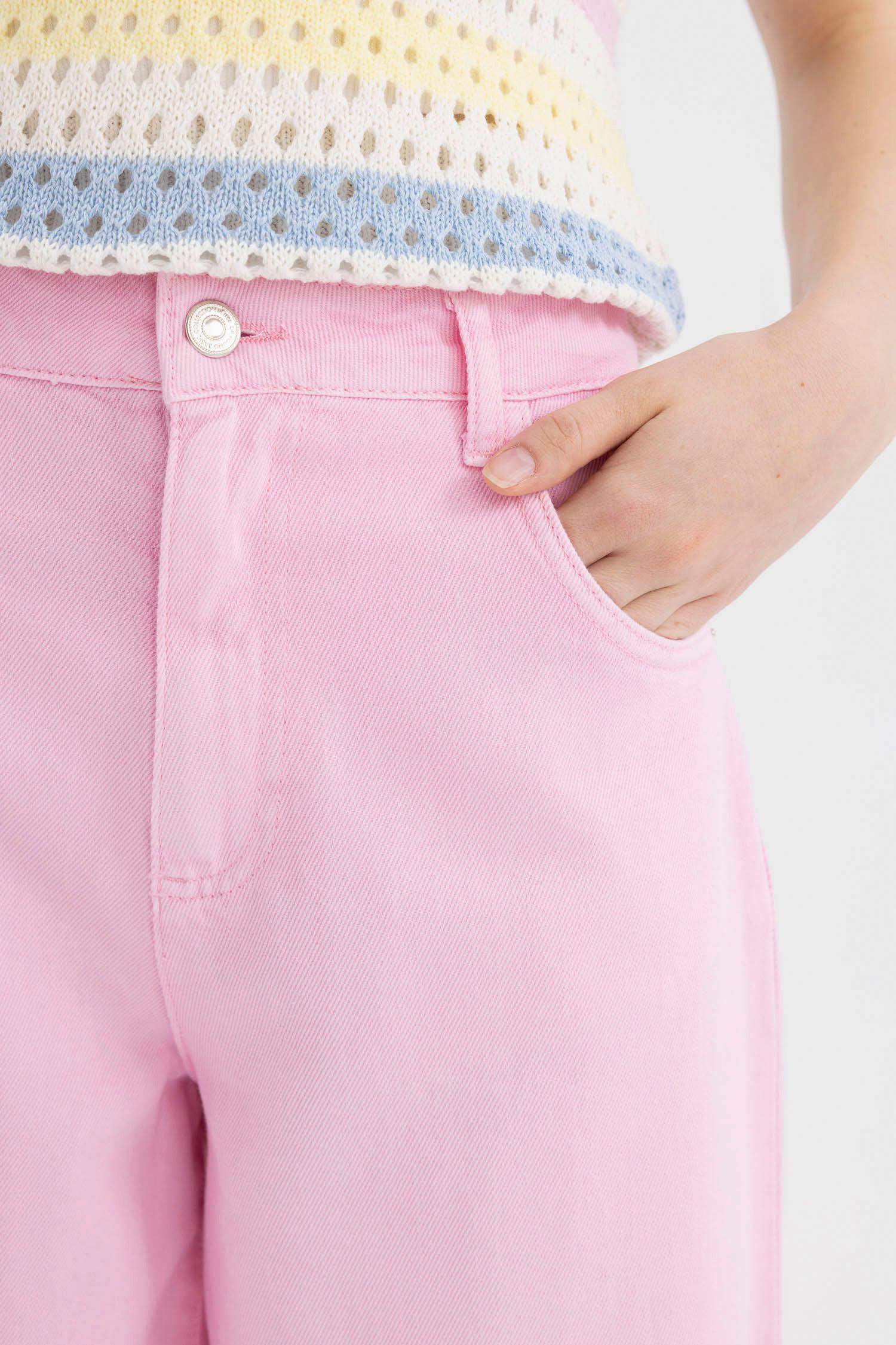 Pantalon en Gabardine à Jambes Larges