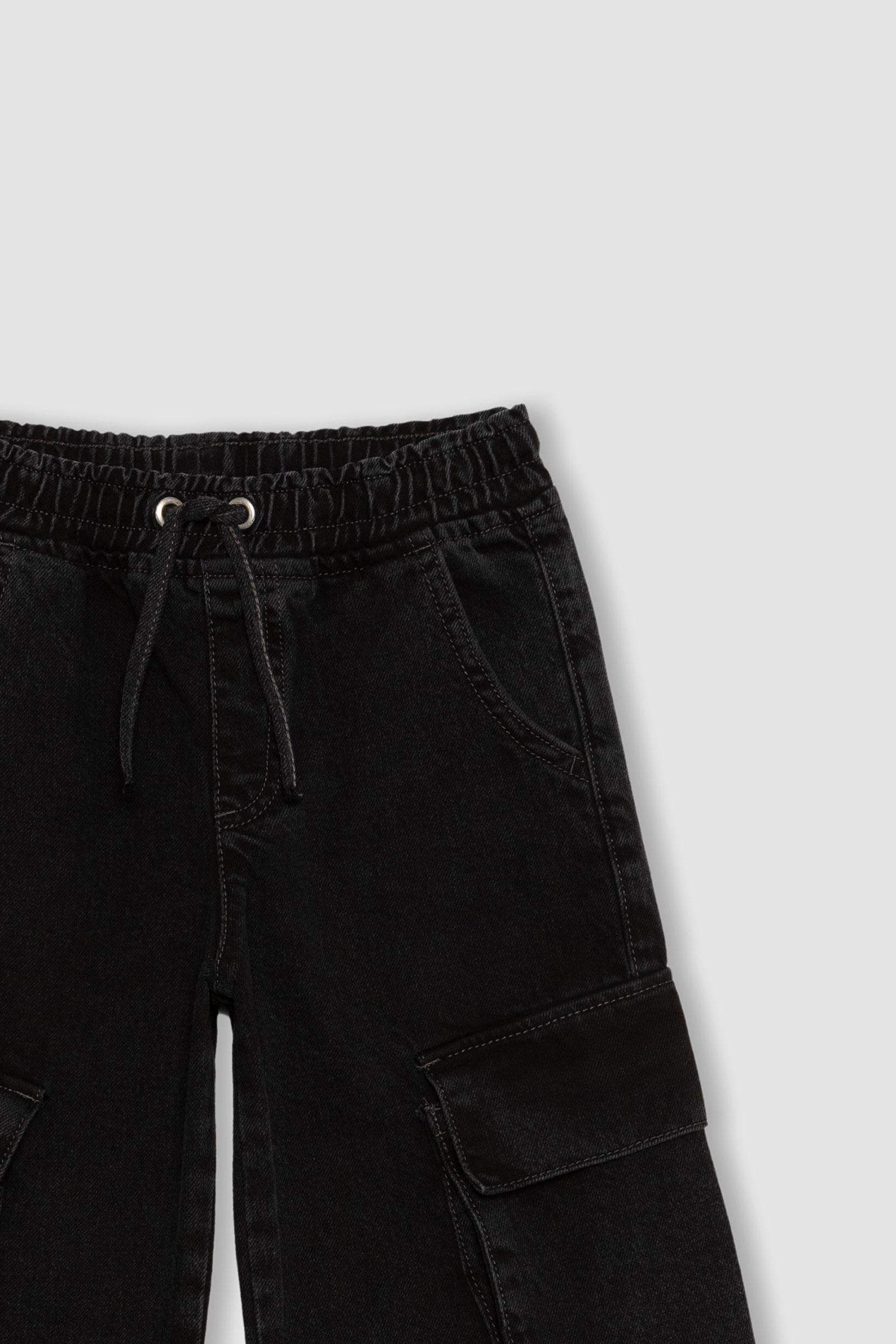 بنطرون جينز كارجو بناتي وايد ليج برجل واسع بجيب