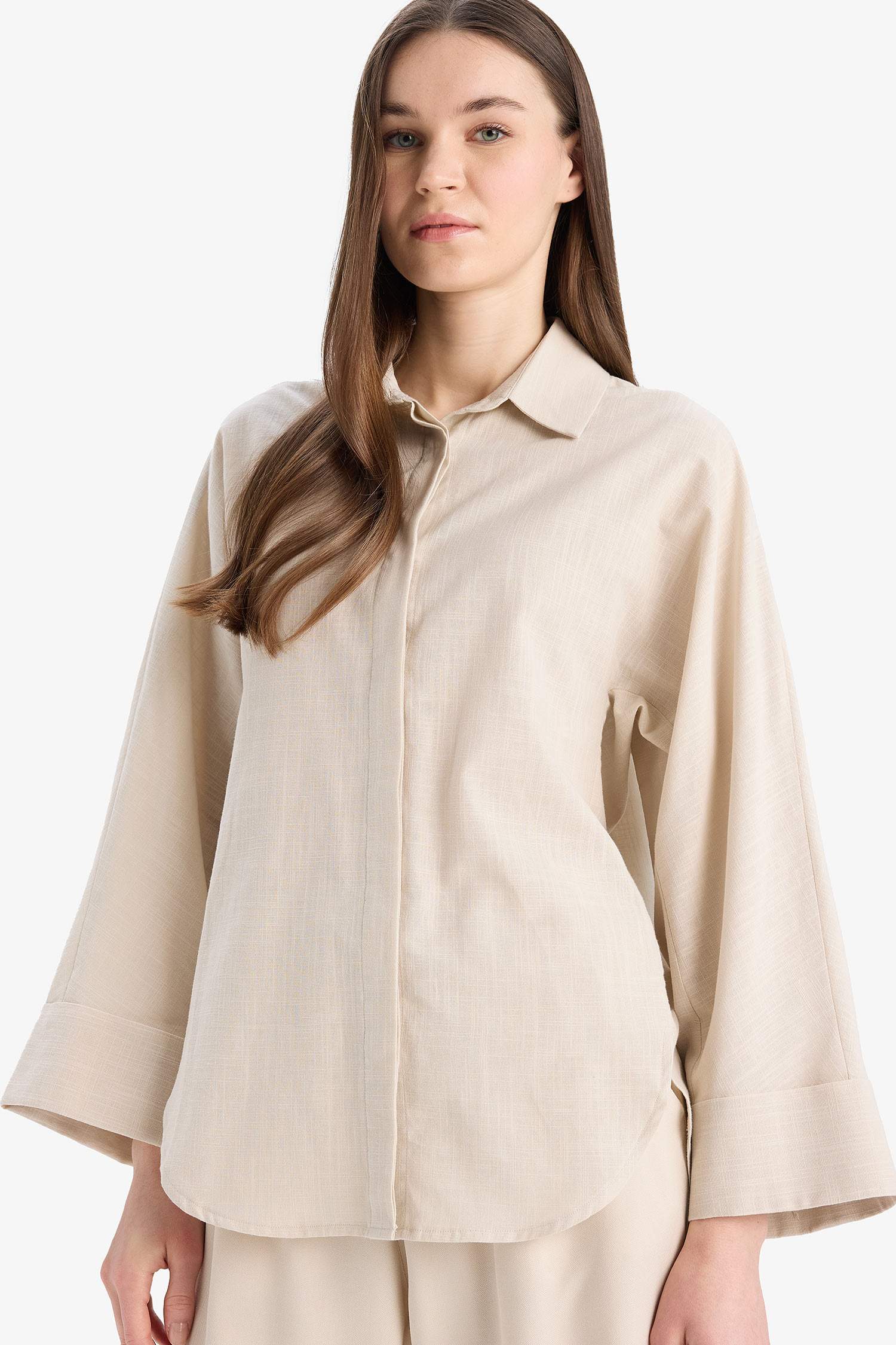 Relax Fit Linen Blend Long Sleeve Tunic