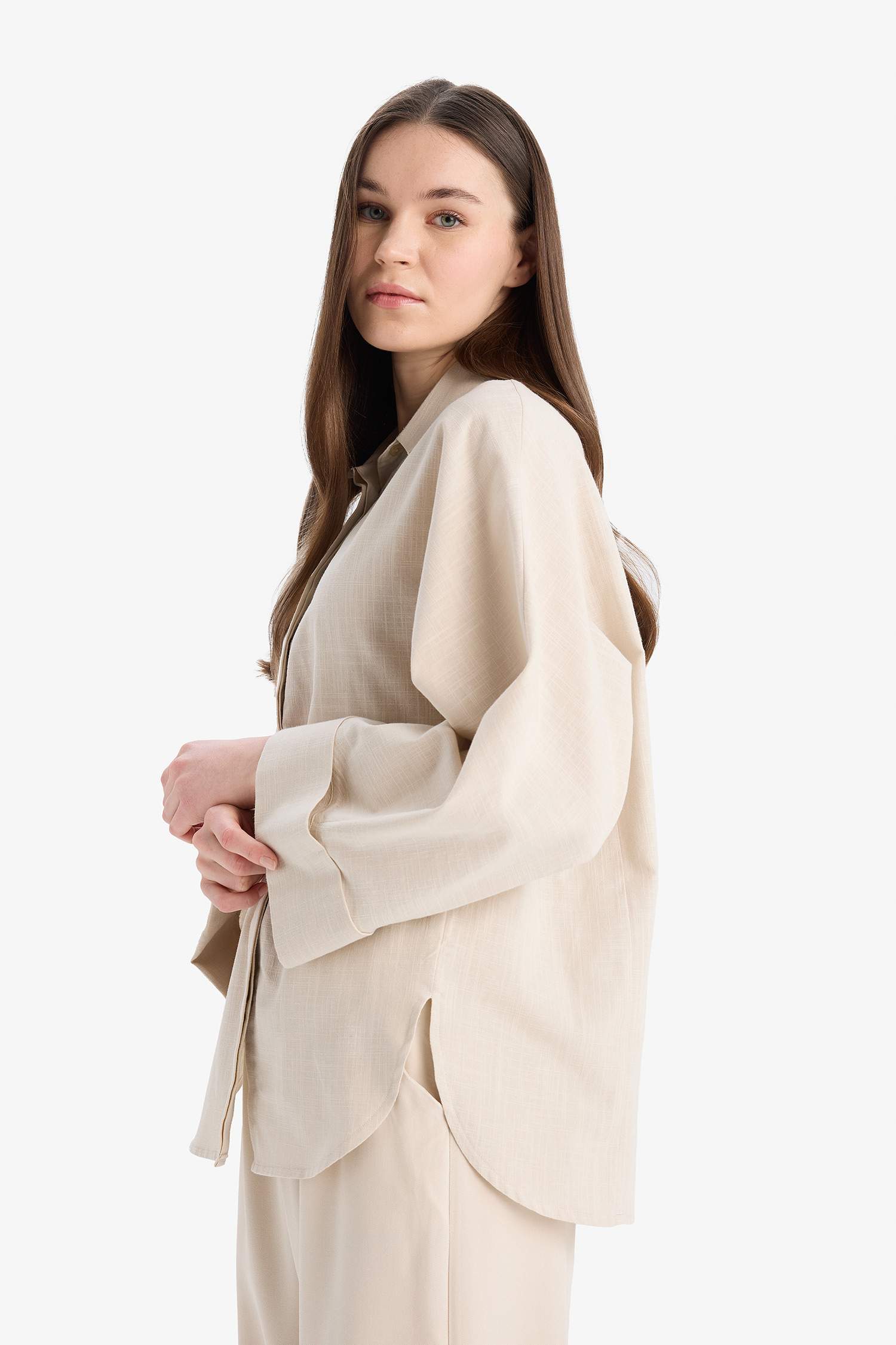 Relax Fit Linen Blend Long Sleeve Tunic