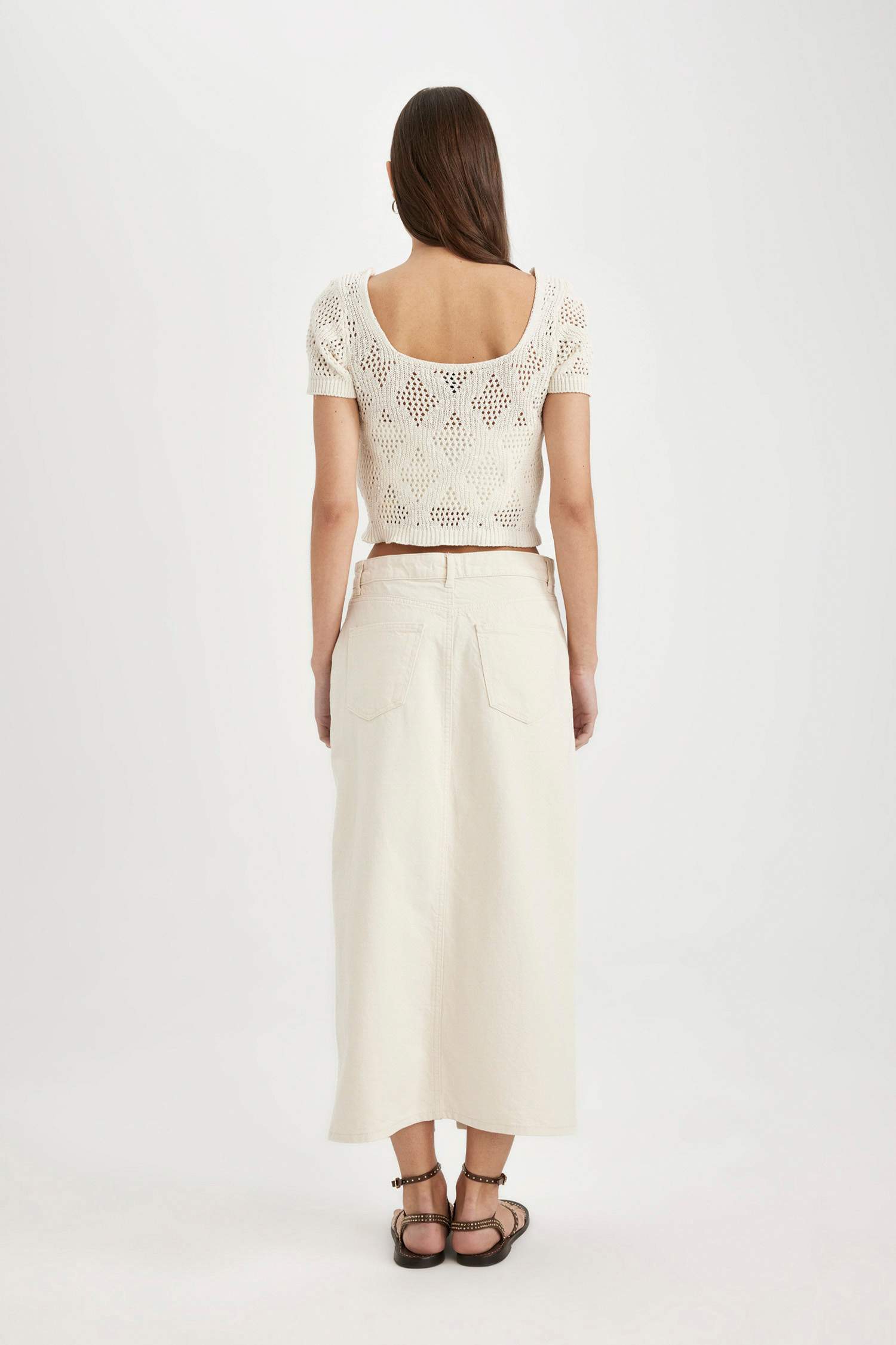 Yırtmaçlı Uzun Boy Jean Etek