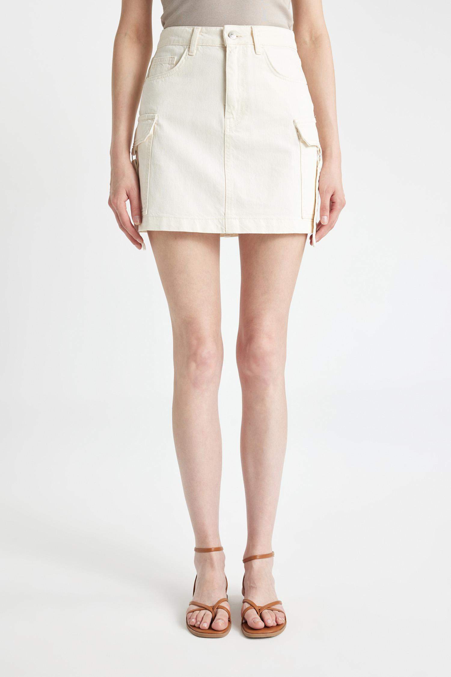 Cargo Fit Denim Mini Skirt