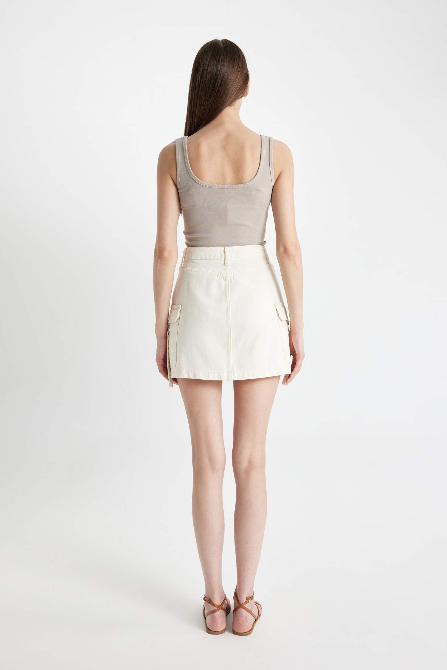 Cargo Fit Denim Mini Skirt