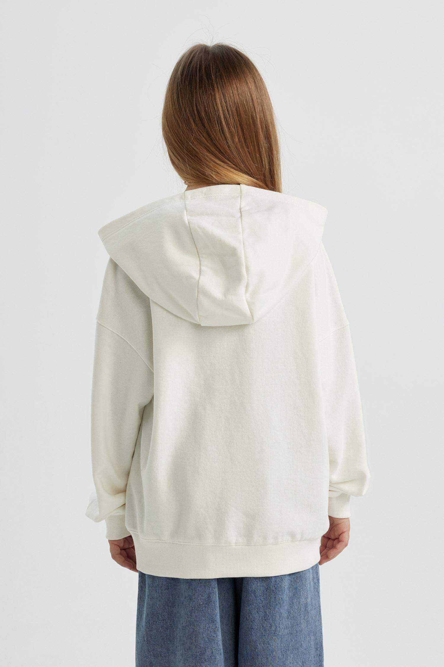 سويت شيرت بناتي قصة مريحة بغطاء للرأس من ديزني ميكي وميني