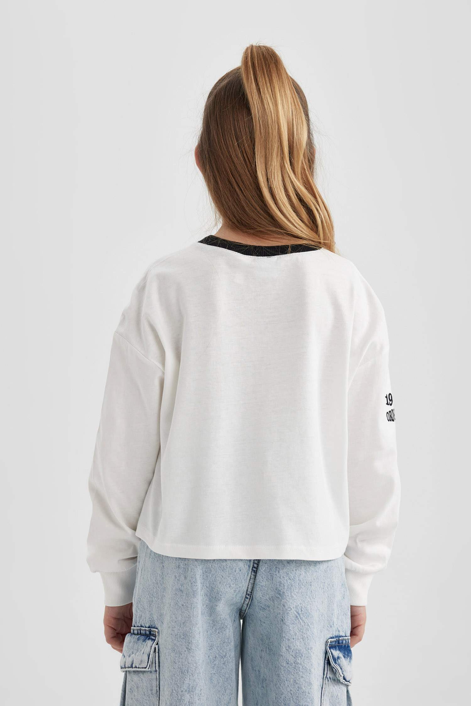 Girl Disney Mickey & Minnie Crop Crew Neck Cotton T-Shirt