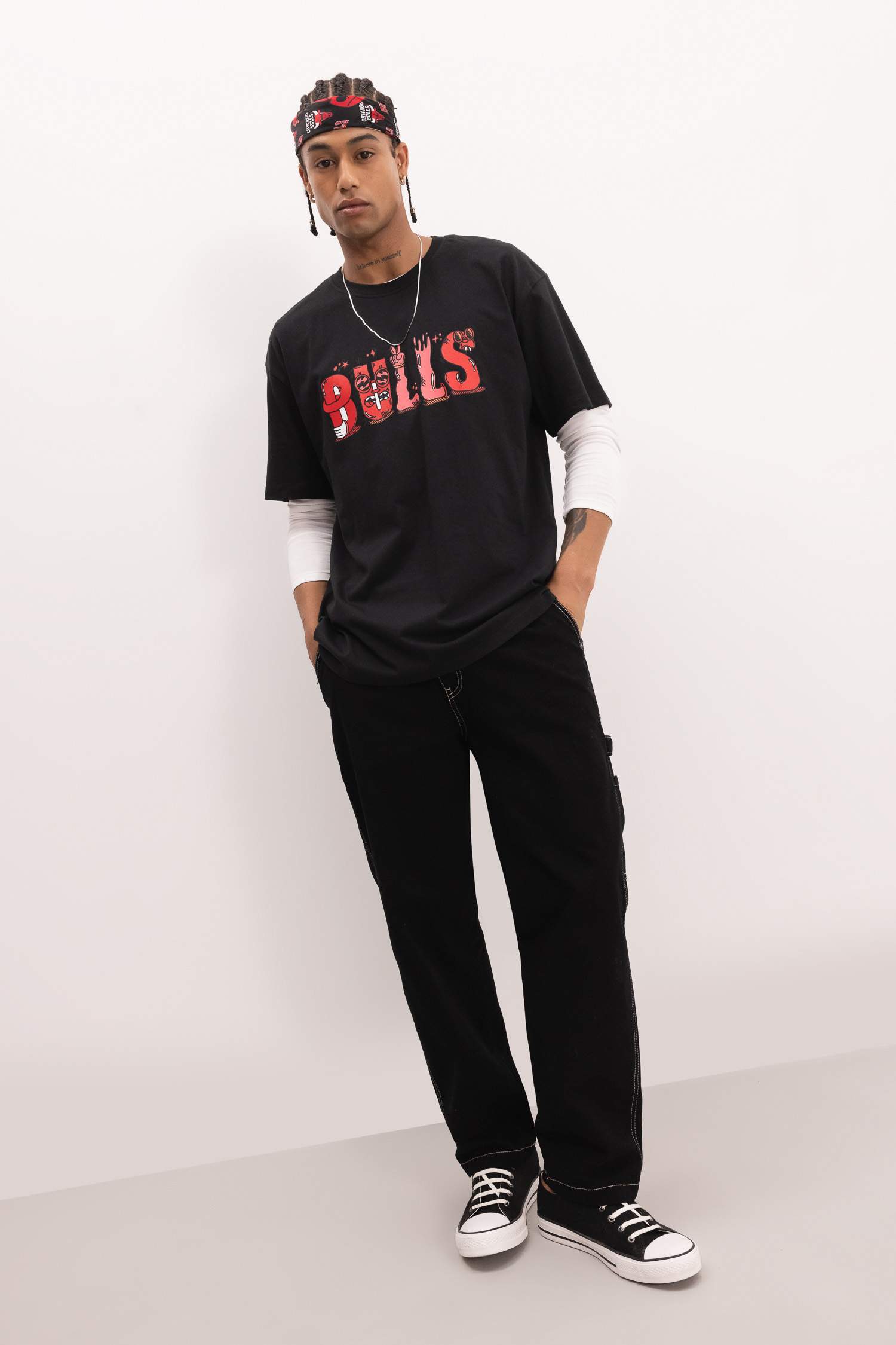 DeFactoFit NBA Chicago Bulls Boxy Fit Short Sleeve T-Shirt