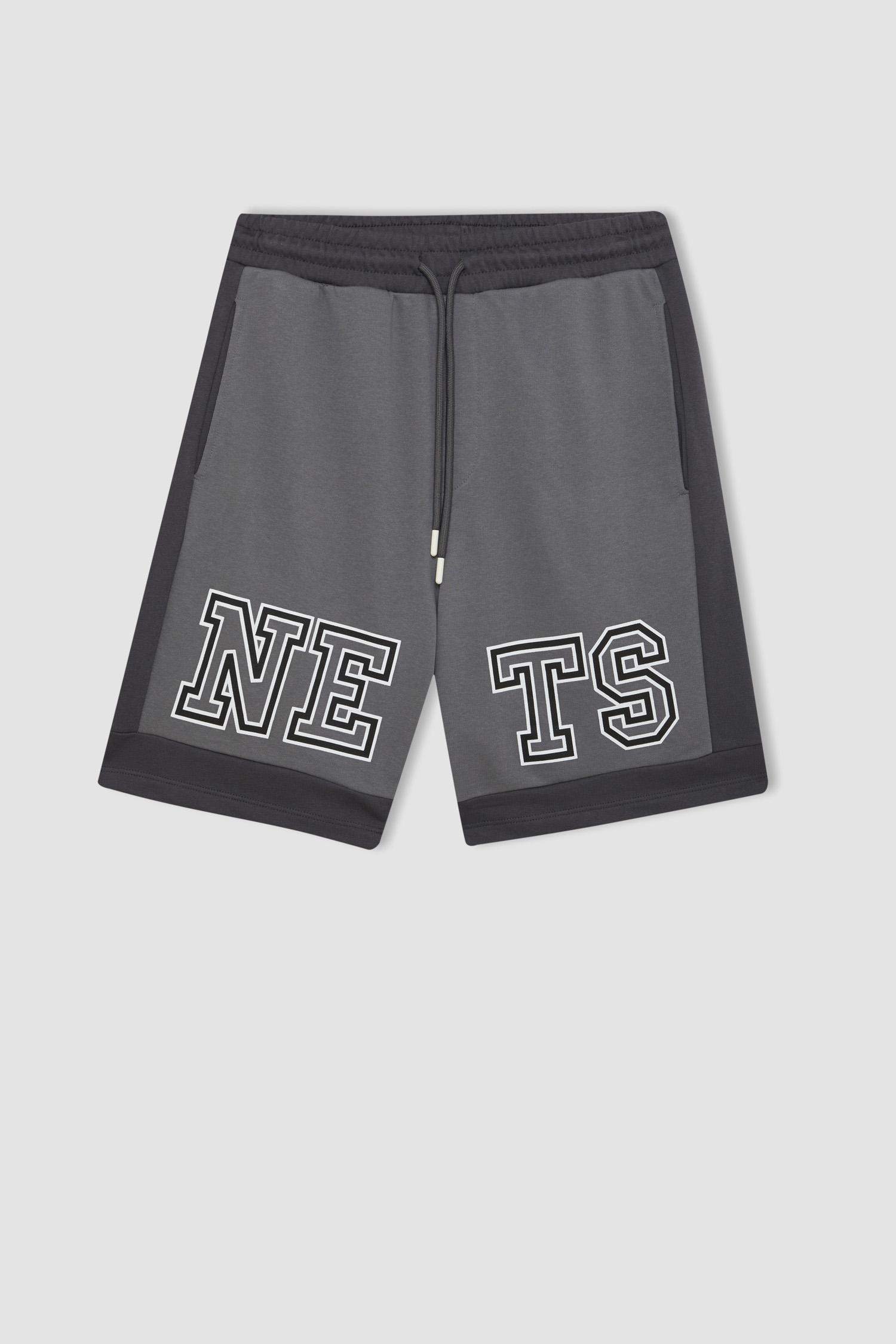 DeFactoFit NBA Brooklyn Nets Standard Fit Crop Shorts