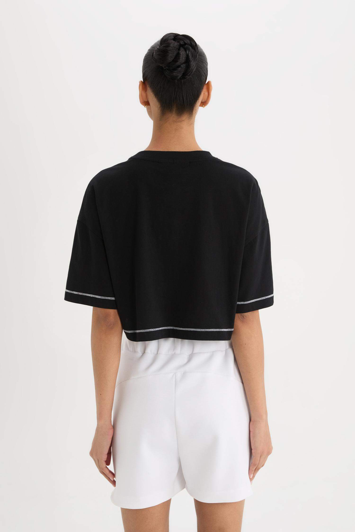 DeFactoFit NBA Brooklyn Nets Crop Bisiklet Yaka Kısa Kollu Tişört