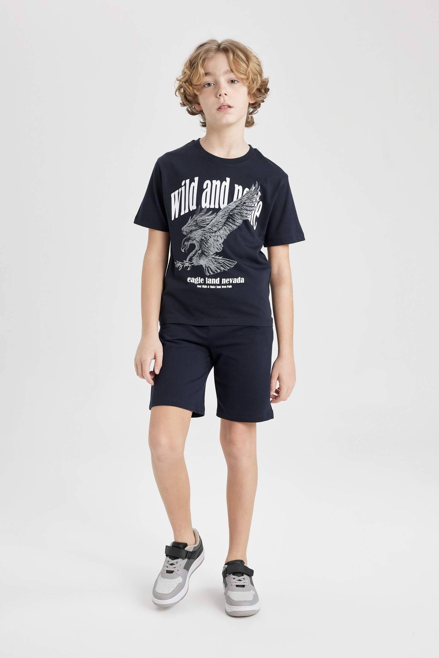 Boy Printed Short Sleeve T-Shirt Shorts 2 Piece Set