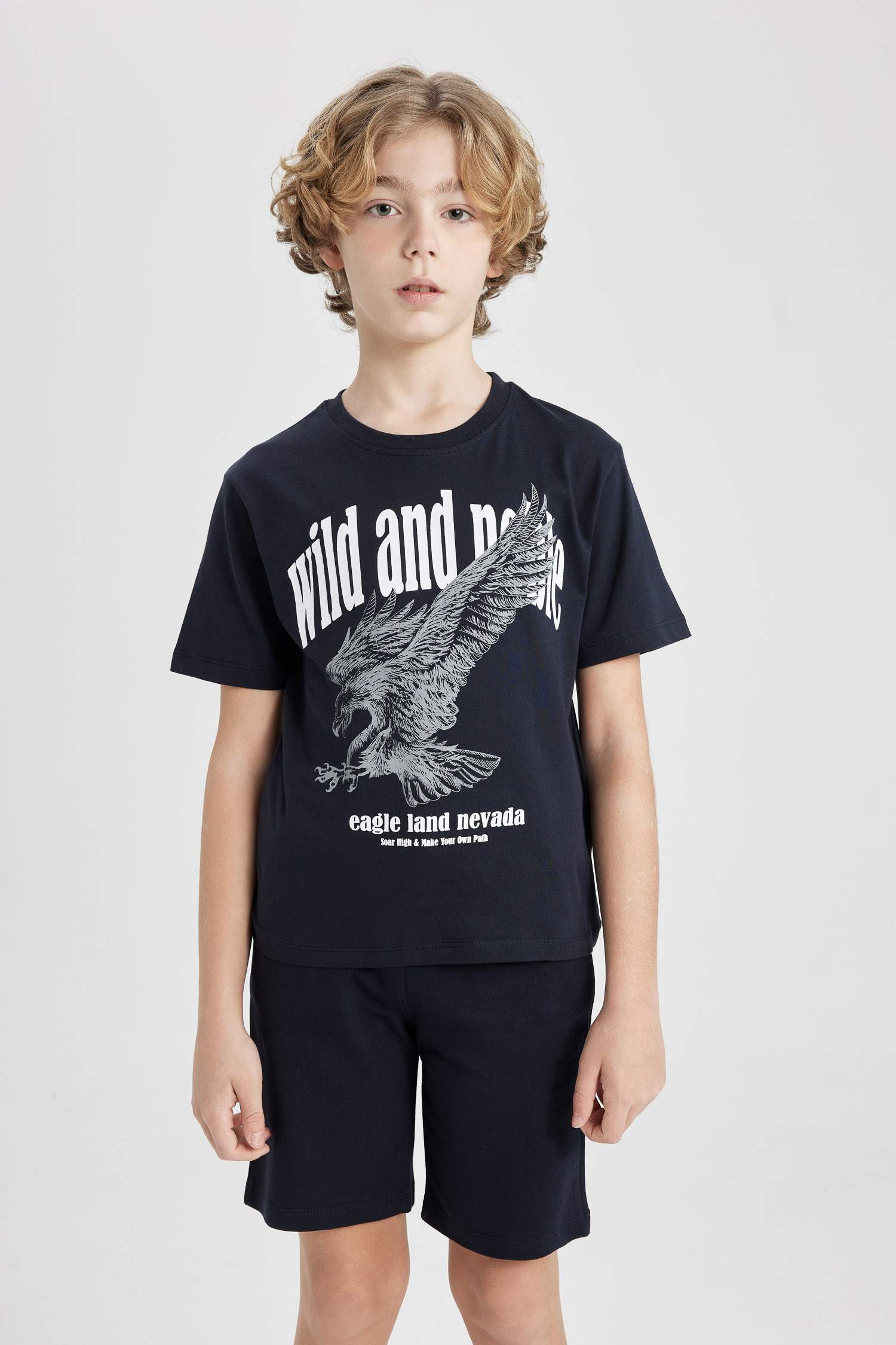 Boy Printed Short Sleeve T-Shirt Shorts 2 Piece Set